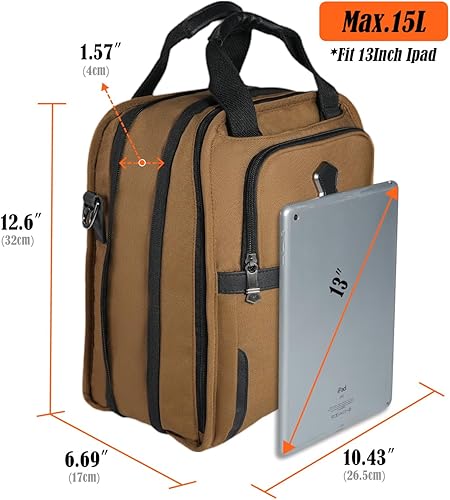 Miniatura 5 de WELKINLAND Bolsa de mensajero de viaje de 14 bolsillos para hombres, bolsa de hombro para tableta de 13 pulgadas, para hombre, espaciosa bolsa de