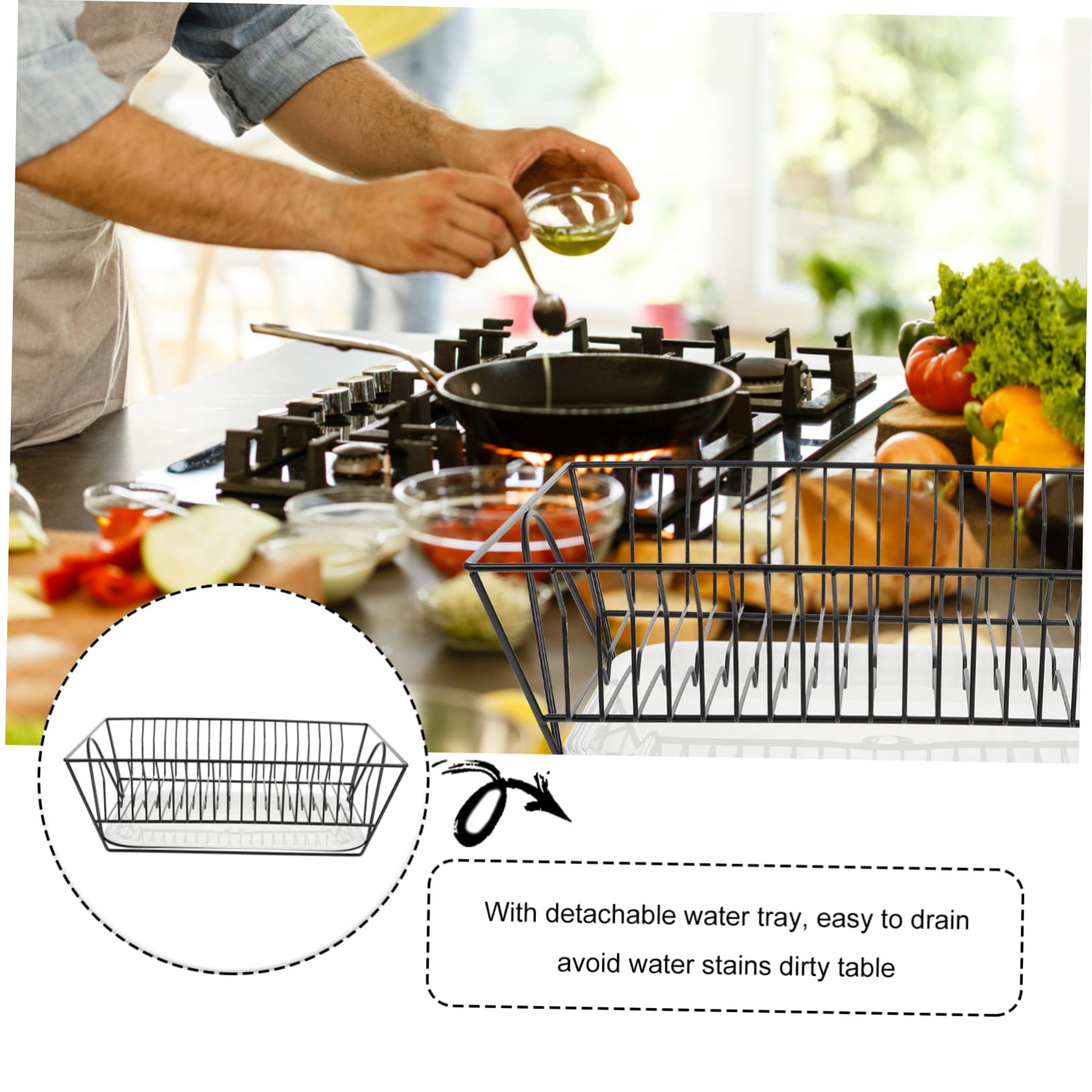 Cabilock Porte-assiettes Cuisine en Acier Inoxydable Noir, 1 Set
