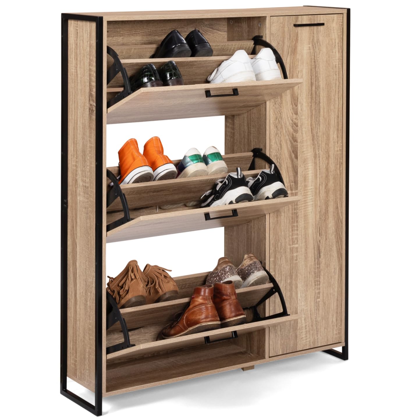 IDMarket Luis - Mueble para zapatos de 20 pares de 4 puertas con 1 armario de diseño industrial