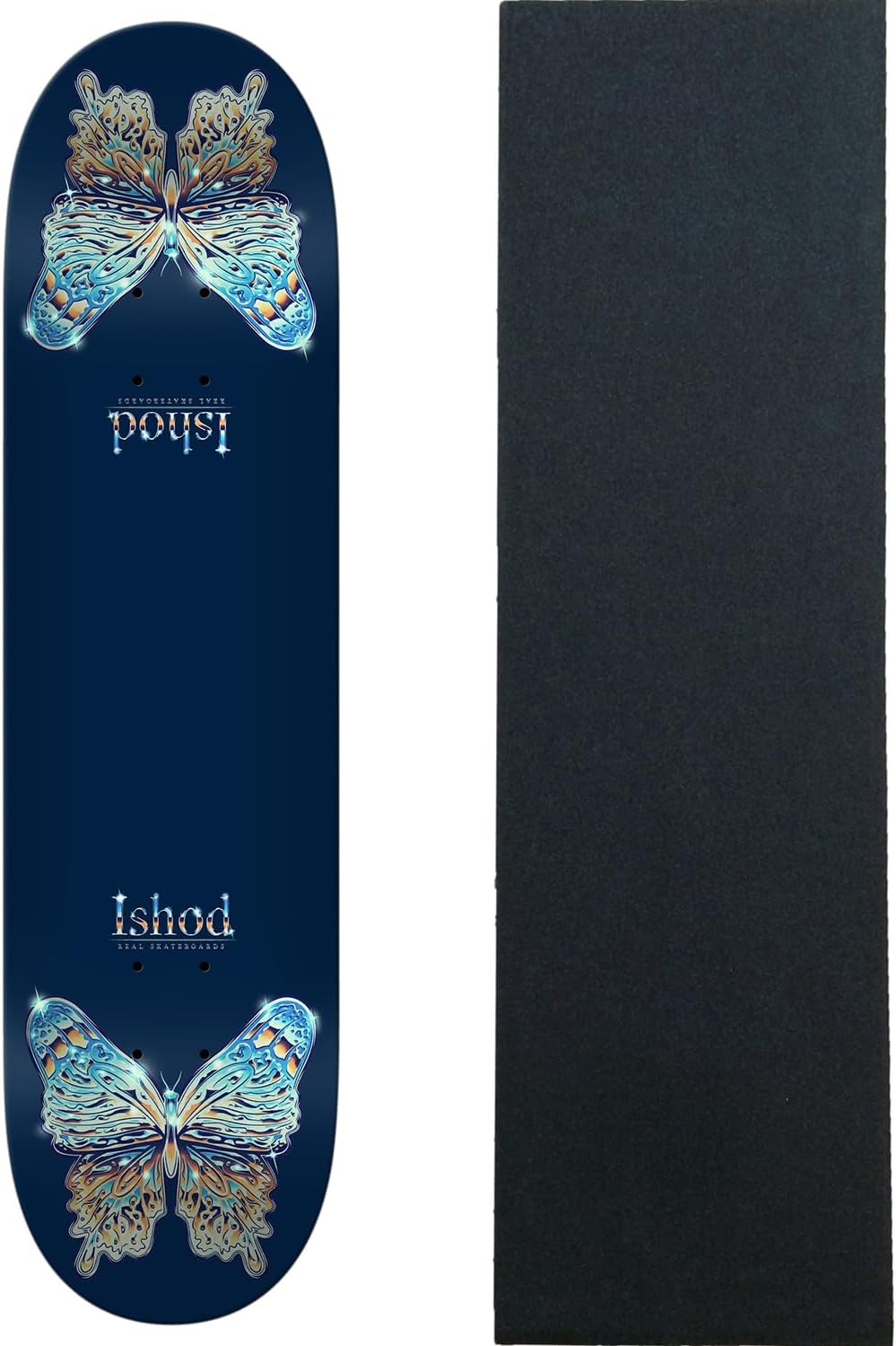 Real Skateboard Deck Ishod Mariposa Chrome Redux Twin Tail 8.25" x 31.8" with Grip