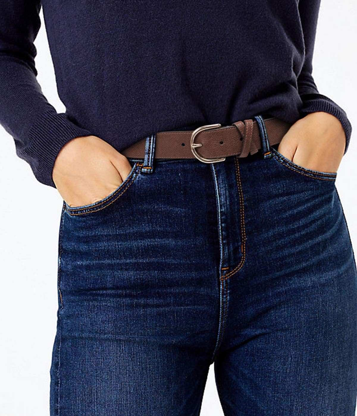 Tommy Hilfiger Women's Round Buckle Casual Cross Band Belt for Jeans, Trousers and Dresses - Image 5