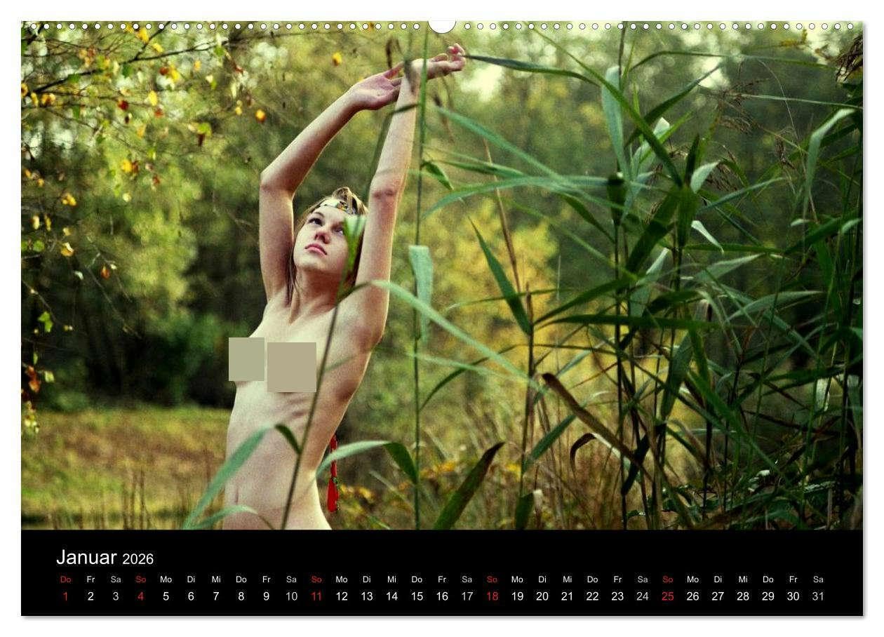 Natürlich nackt (hochwertiger Premium Wandkalender 2026 DIN A2 quer), Kunstdruck in Hochglanz: Analoge Aktfotografie (CALVENDO Erotik)