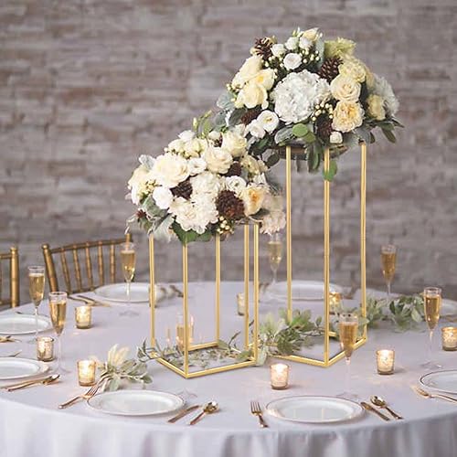 Miniatura 7 de Fullvaseer Florero de boda dorado de 23.6 pulgadas de alto, 5 piezas de centro de mesa para decoración de mesa de fiesta