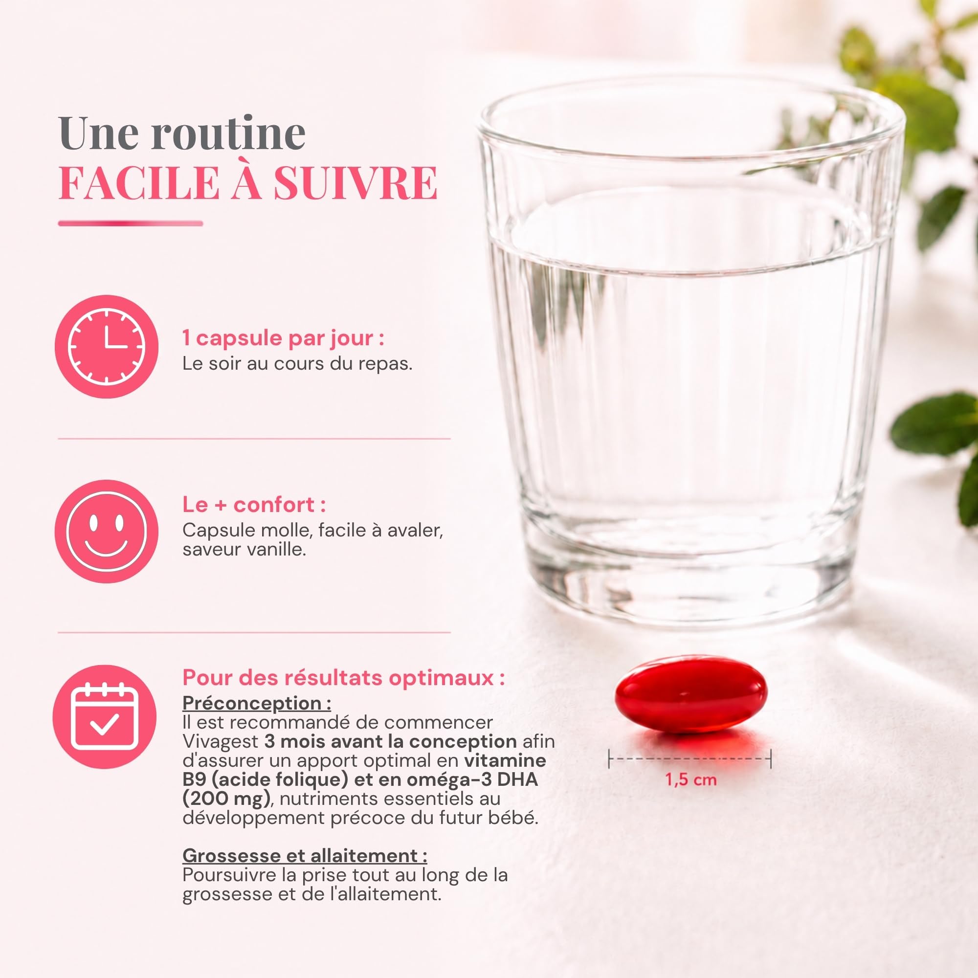 Complément Alimentaire Triple Action – Désir de Grossesse & Préconception, Grossesse, Allaitement – Oméga 3 DHA EPA, Complexe Vitamines B9+B12, D3, E, Iode (30 Capsules, 1 mois)