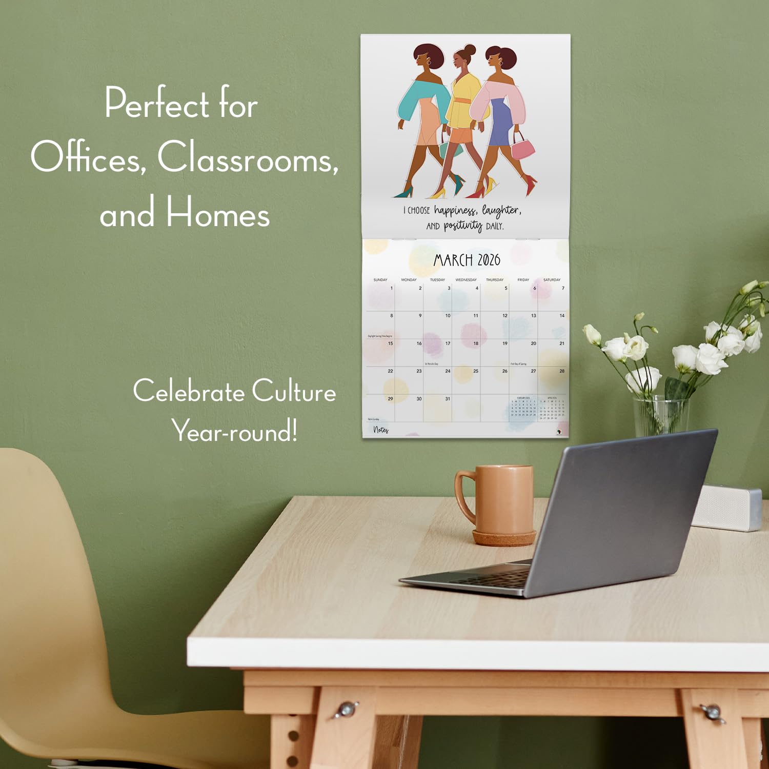 African American Expressions Calendarios de pared 2026 – Calendarios mensuales que celebran la cultura negra y la historia – Calendario colgante de 12 x 12 pulgadas – 16 meses (mujeres fenomenales)