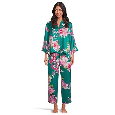 N by Natori Empress Printed Satin Button Down Pajama Set Women
