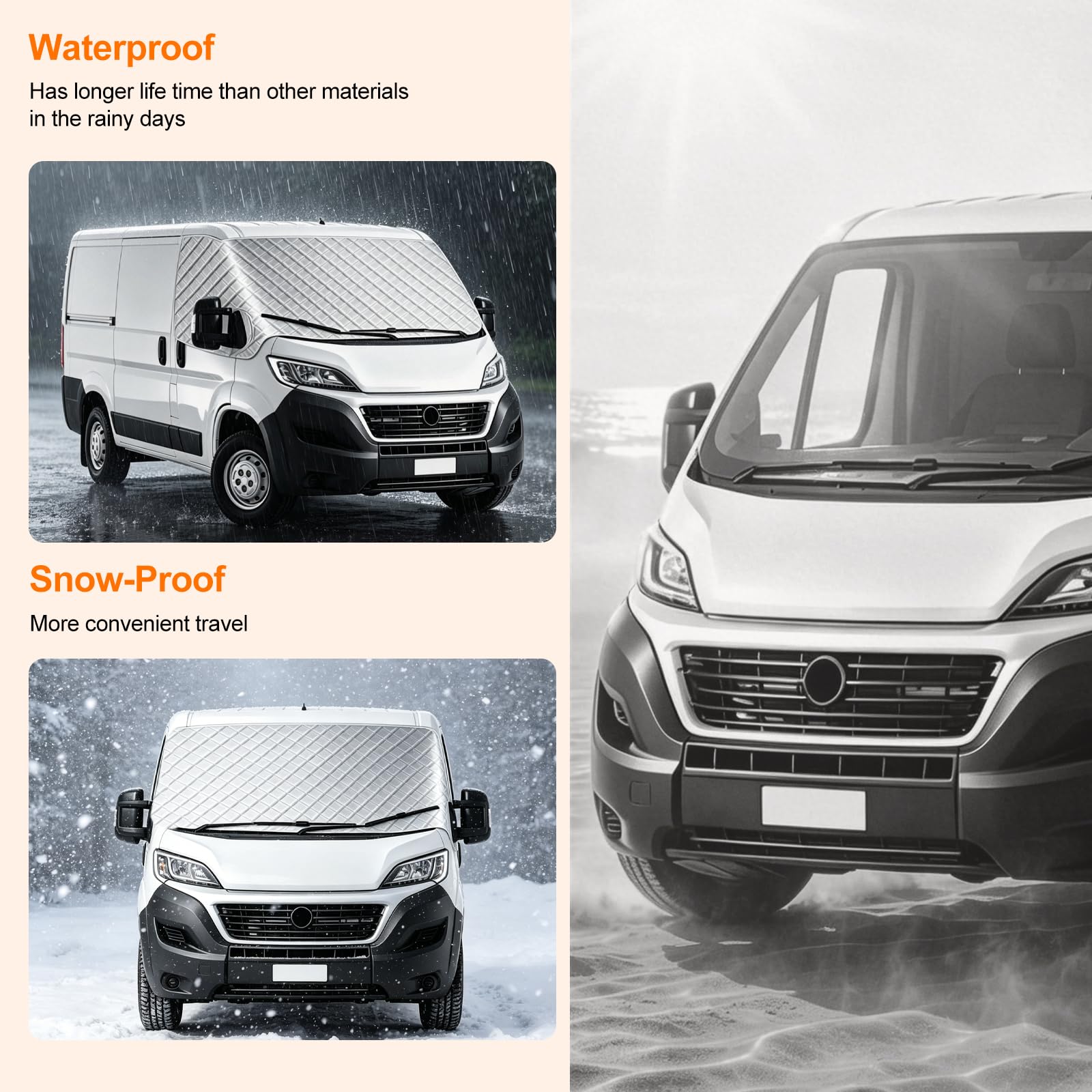 Osłona przedniej szyby samochodu do samochodu FIAT Ducato, Citroen Jumper X250/290, zewnętrzna mata termiczna na okno, wodoszczelna, ochrona przed słońcem