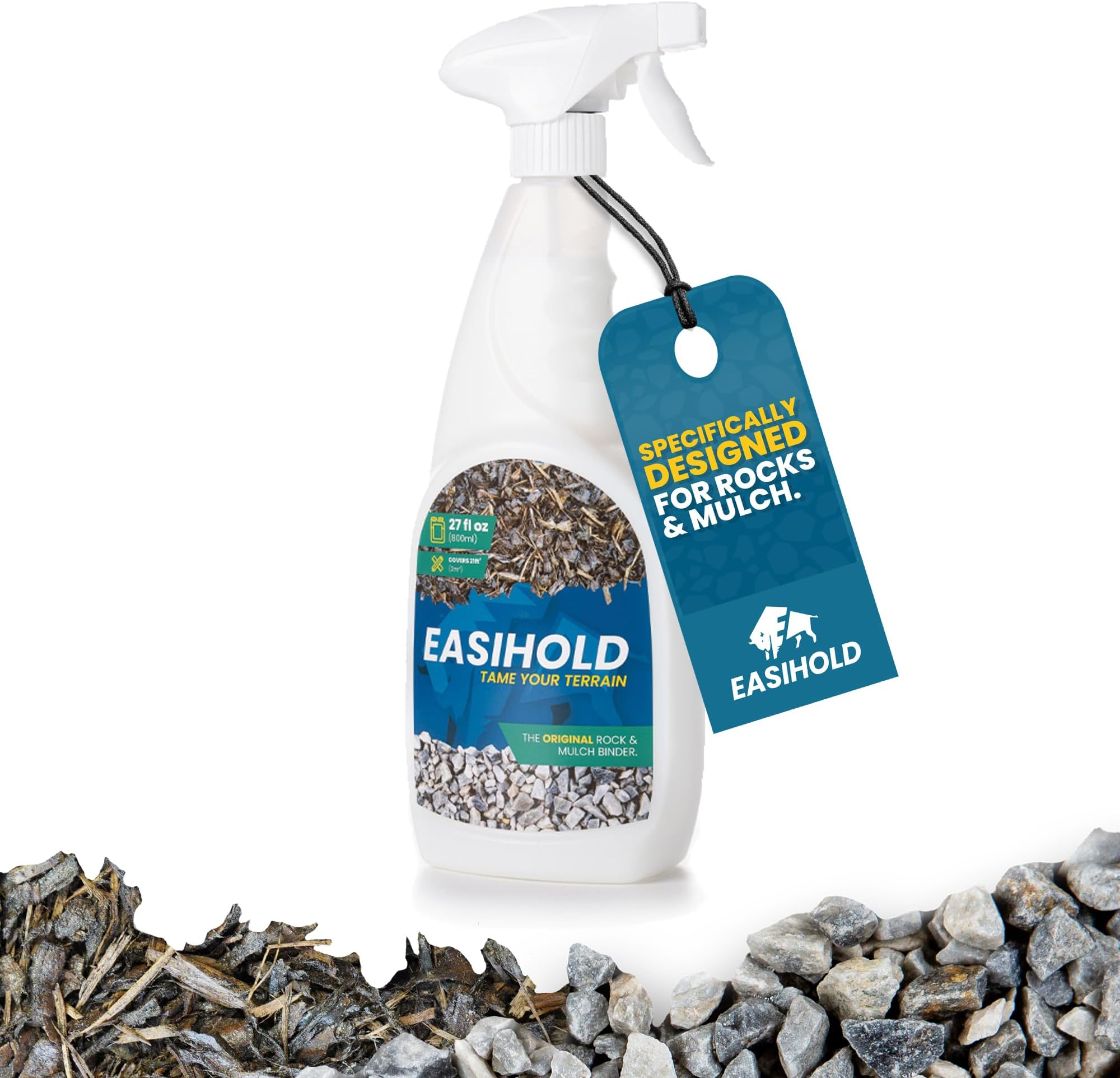 vuba EASIHOLD - HandySpray - 27oz Mulch and Rock Glue for Landscaping and Stabilizing Mulch, Rock, and Pea Gravel with Handy Applicator. Lasts up to 3 Years, Non-Toxic, Ready to Use, Fast Drying.