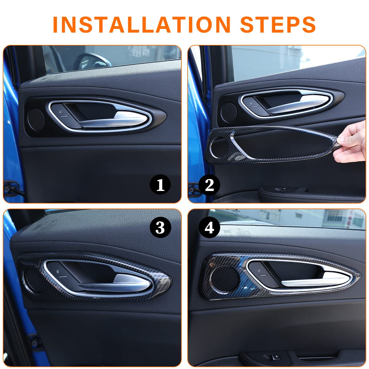 4 x Koolstofvezel Stijl ABS Kunststof Voor Giulia 2017 2018 Auto Chroom Interieur Deurkruk Frame Cover Trim Accessoires
