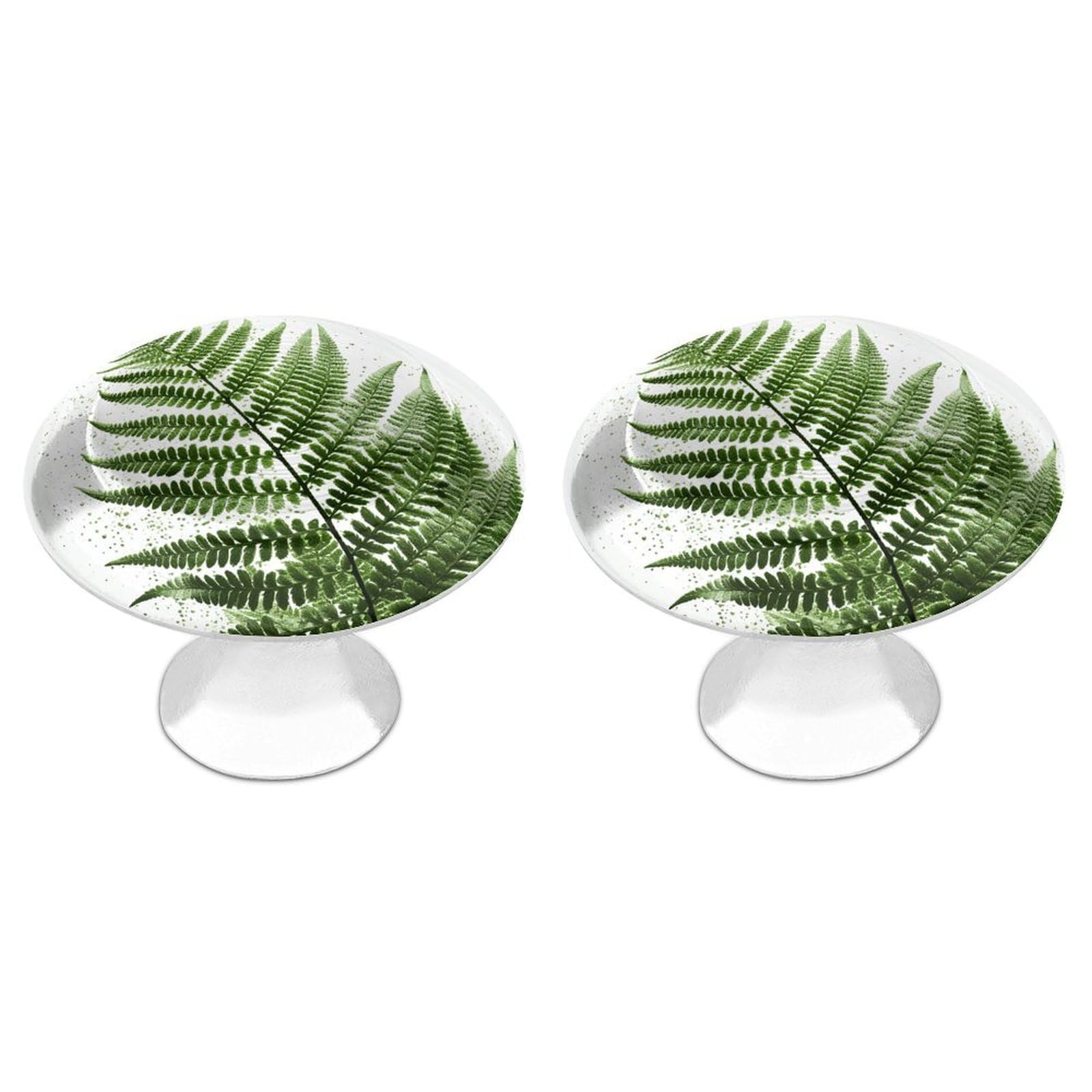Btcowzrv Style Single Green Fern Leaf 2 Pack Cabinet Knobs Drawer Pulls