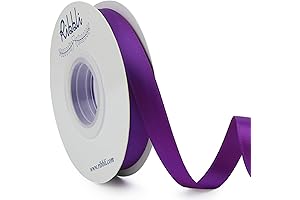 Ribbli Purple Double Faced Satin Ribbon, 1/2 Inch x Continuous 25 Yards...
