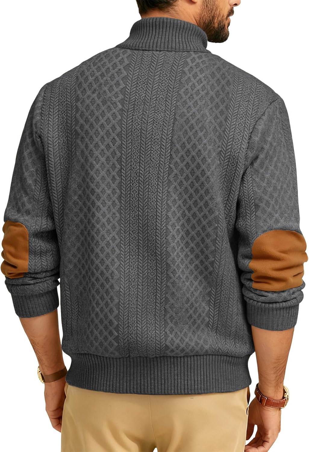 Men's Block Striped Sweatshirt Casual Outdoor Long Sleeve Stand Collar Pullover Sweatshirt Button Quarter Sweater - Image 5