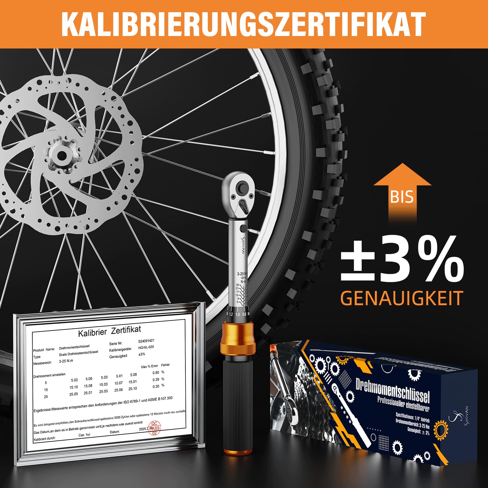 Clé Dynamométrique Vélo 13 Pièces 3-25NM, jeu de cle dynamometrique 1/4", boîte à cliquet incluse avec tige d'extension 10 cm, douille hexagonale et douille Torx, pour Moto y vélo Route et de Montagne