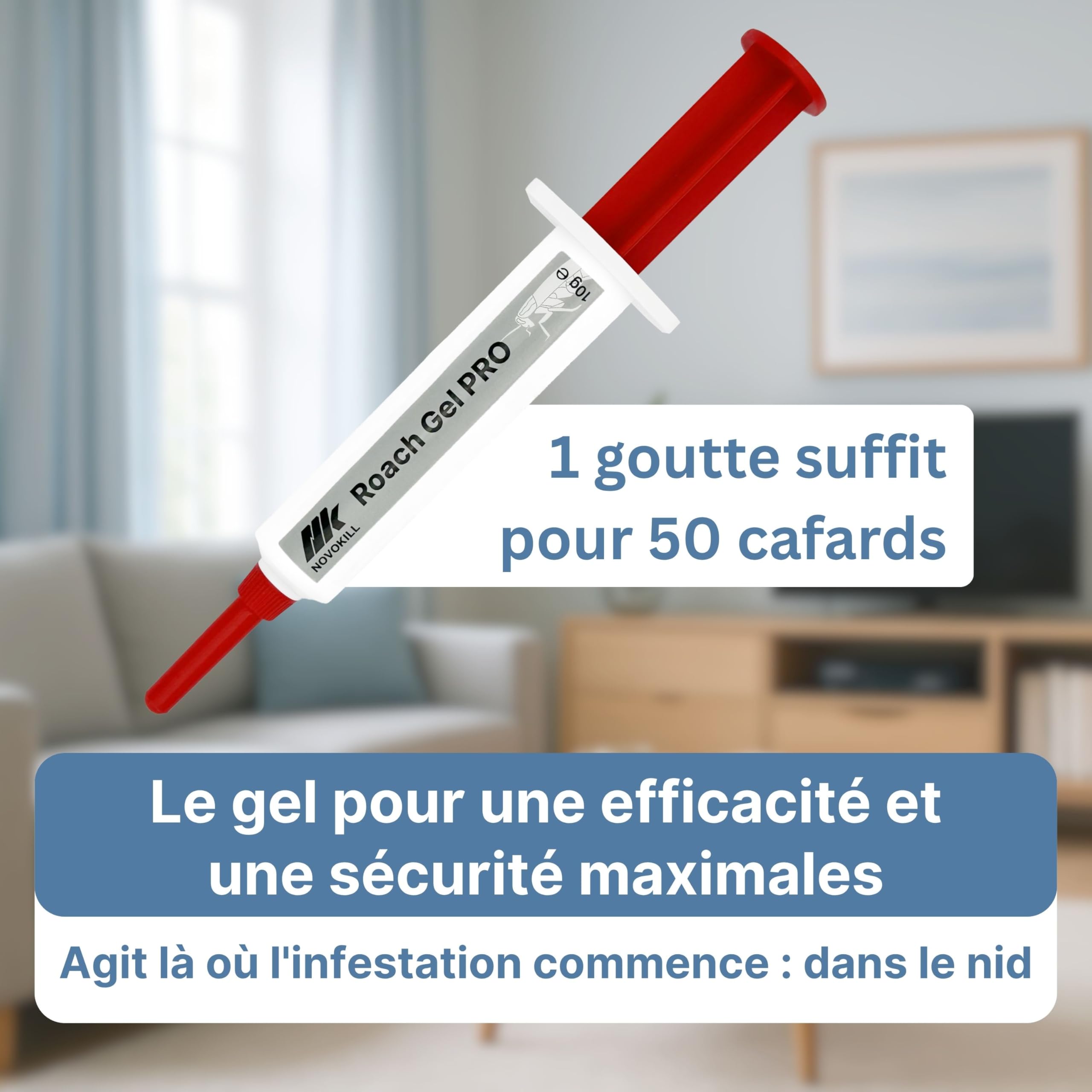 Novokill ROACH GEL PRO 10g – gel anti cafards professionnel à action prolongée