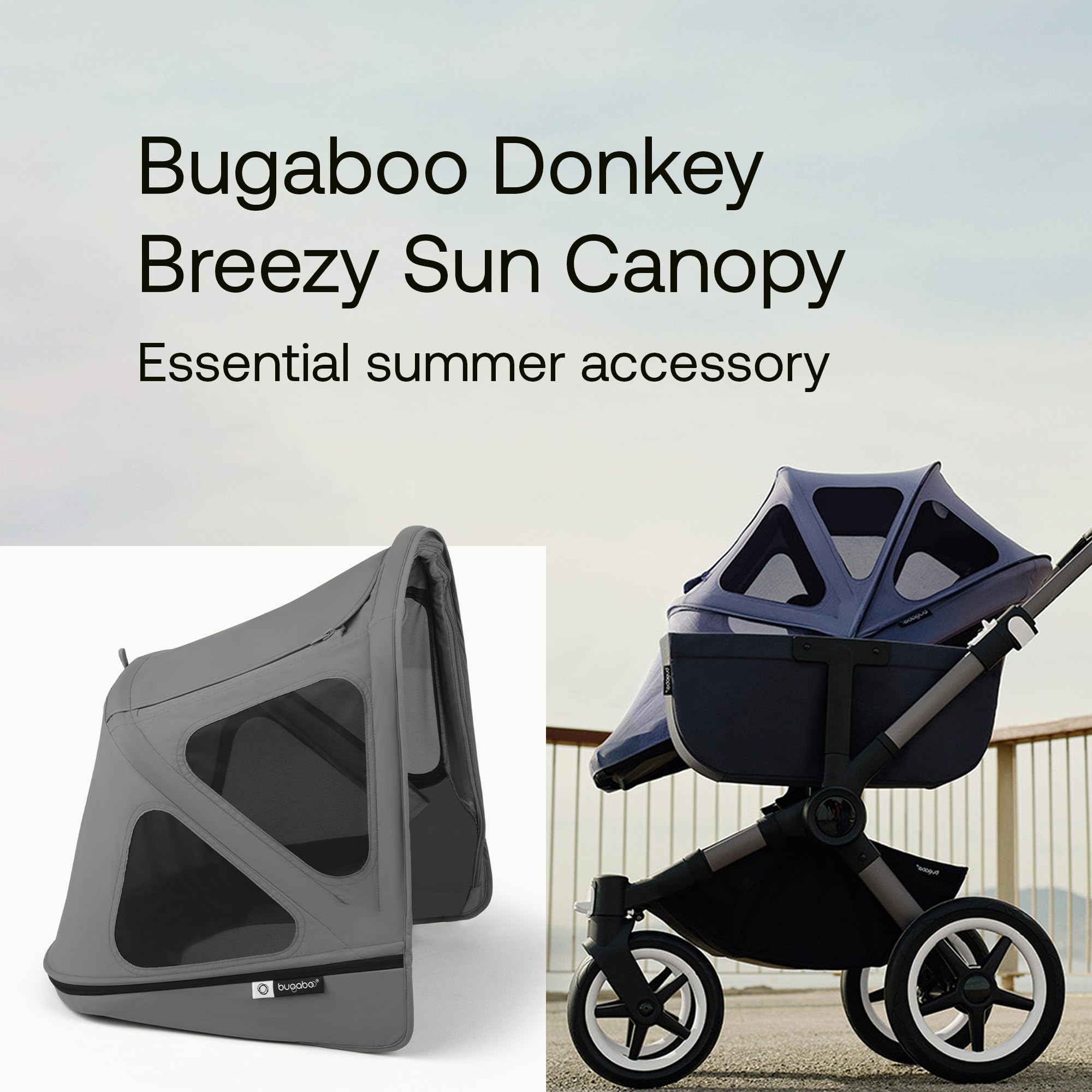 Bugaboo Donkey Breezy Sun Canopy, Extendable for Extra Coverage and Optimal Sun Protection, Water Repellent - Image 2
