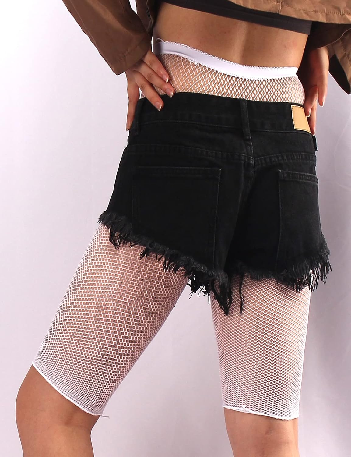 Adove Elastic Fishnet Biker Shorts High Waisted Mesh Fishnet Shorts Women