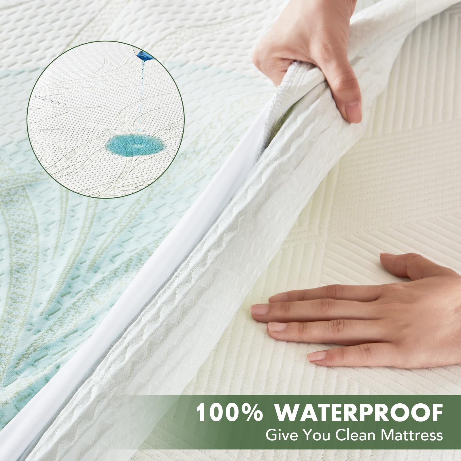 Protector de colchón impermeable de bambú individual XL – Blancmax lavable a máquina, protector de colchón transpirable con bolsillos elásticos profundos, hipoalergénico y resistente al olor, suave y