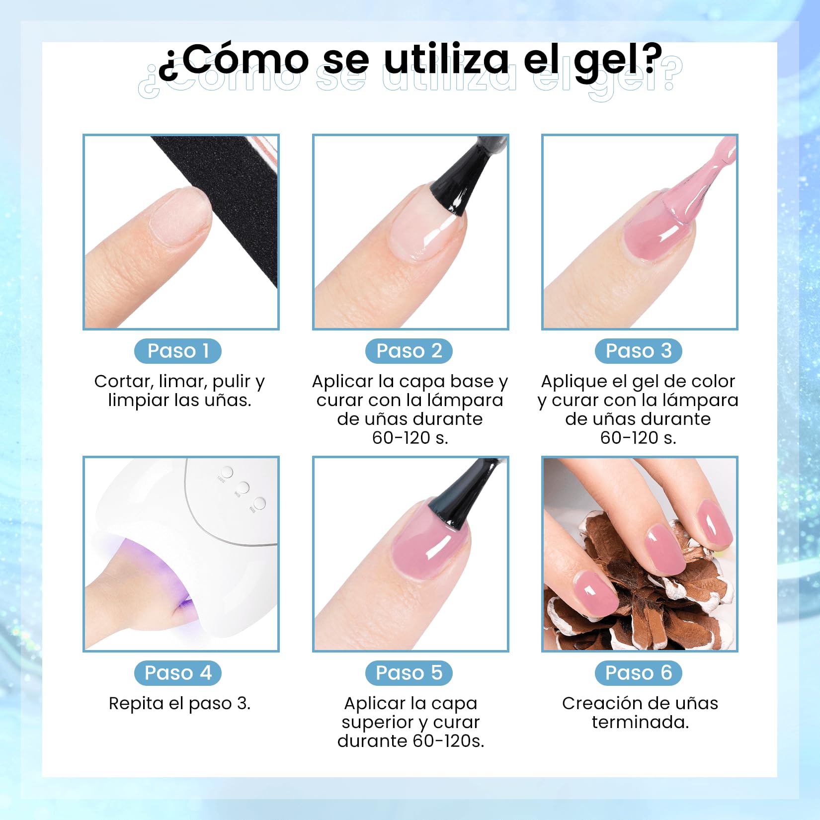 Phoenixy Kit de Uñas Semipermanentes 25 Piezas con Lámpara U V/LED, Uñas Semipermanentes Kit Completo con Base y Top Coat Ideal para Principiantes y Profesionales Regalo Festivo