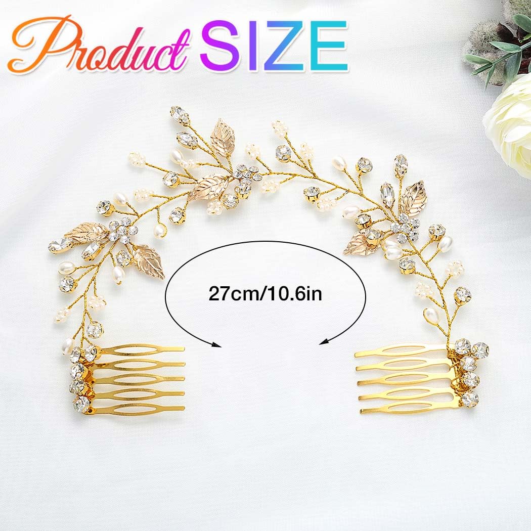 Amazon.com : Gorais Crystal Bride Wedding Hair Combs Gold 