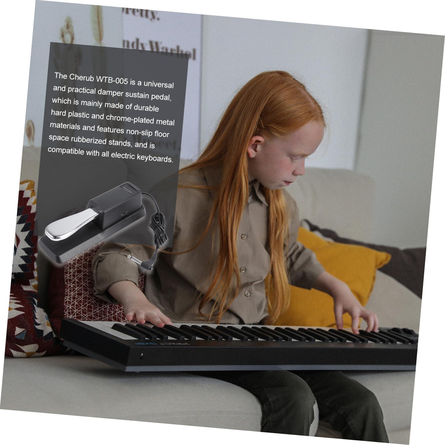 Pedale Sustain per Tastiera Cherub 005 Nero a Polarità Commutabile | Plastica Rigida e Metallo Cromato, Compatibile Tutte le Tastiere Elettriche, Accessori per Pianoforte