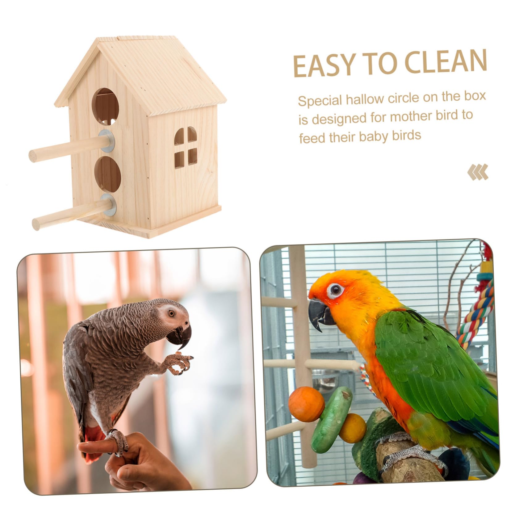 Housoutil Caja Terrario De Aves Nido De Pájaro De Madera Criadero De Madera Casa De Pájaros De Madera Juguetes De Aves para Periquitos Mantener Caliente G5 Pájaro Loro