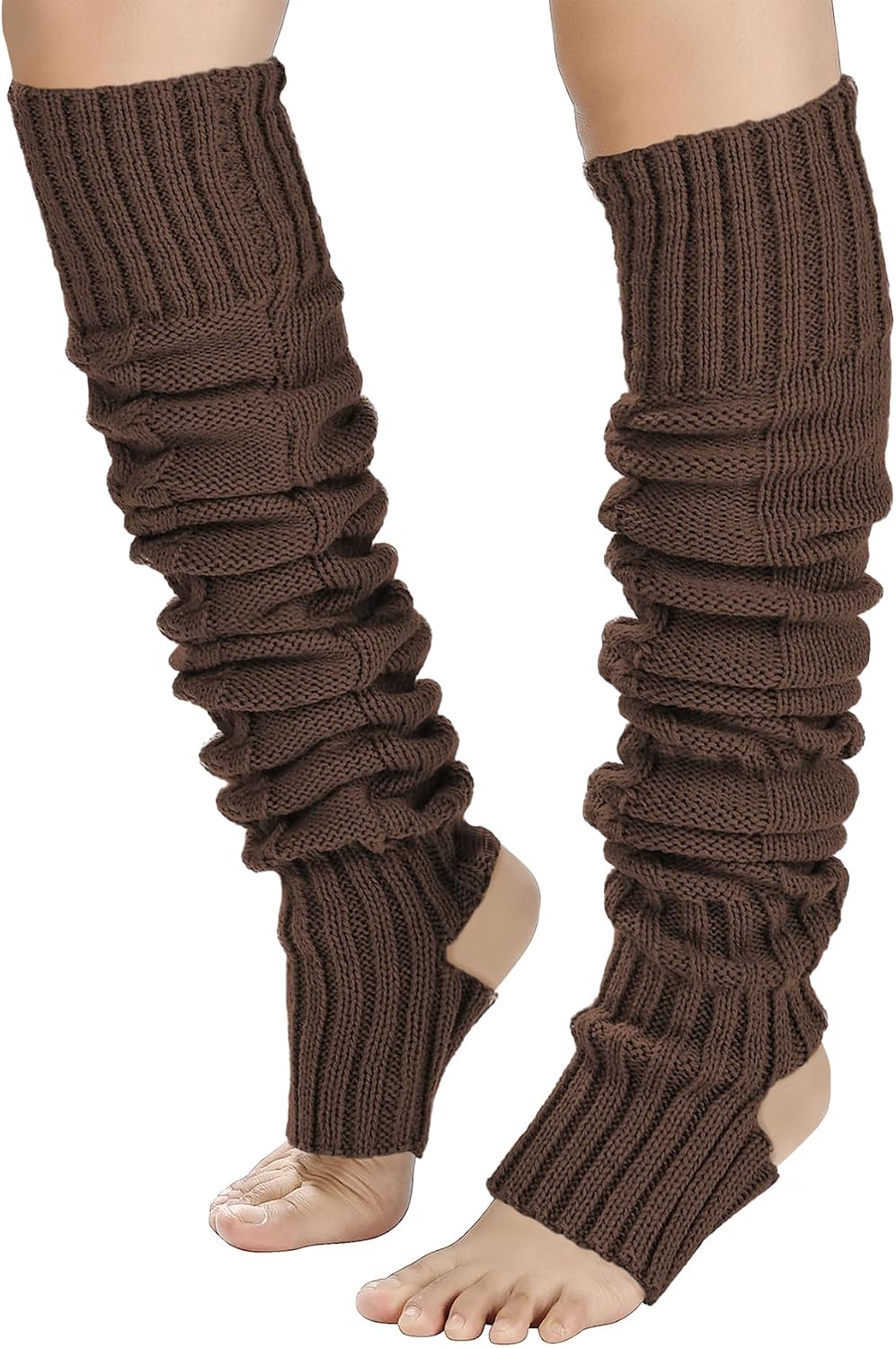 YELAIVP Knit Leg Warmers-Neon Ribbed Pretzel Knee Thigh-High Socks