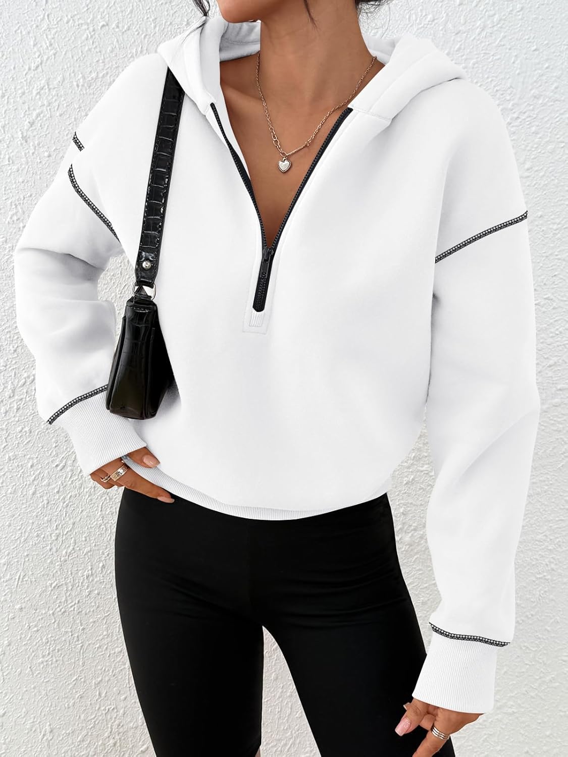 Trendy Queen Half Zip Pullover Cropped Hoodies for Women Y2k Cute Sweatshirts Jackets Spring Fashion 2026 Outfits Clothing - Image 3