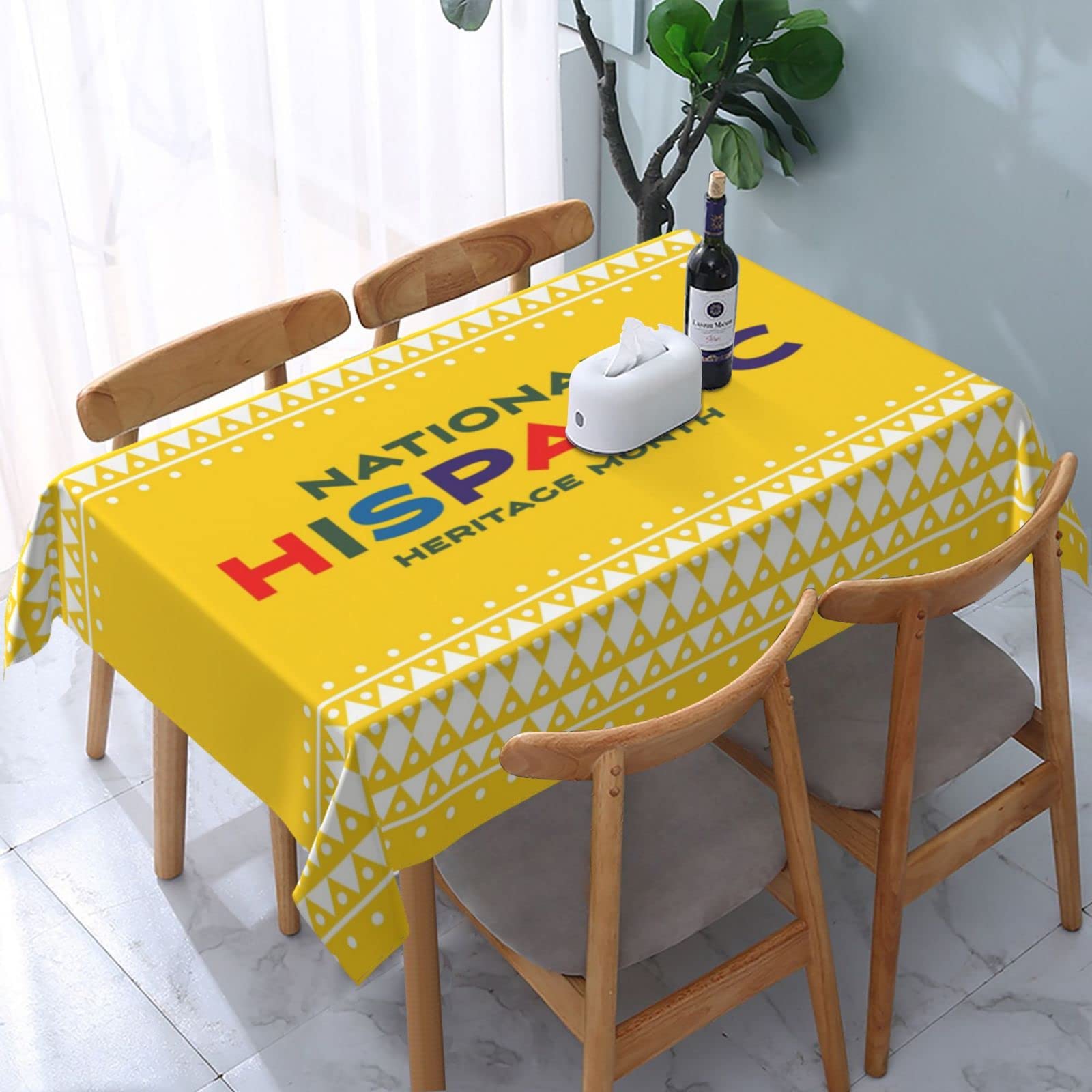 JunHeArt National Hispanic Heritage Month Tablecloth Rectangle Table Cover Washable Table Cloths Decor For Kitchen 54" X 72"