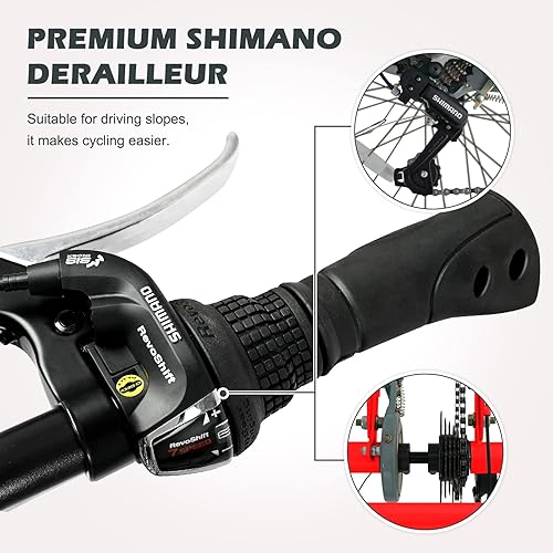 Vista 61 de H&ZT Triciclo para adultos, bicicleta de 3 ruedas, triciclo crucero, con engranaje de 7 velocidades, mango de freno de estacionamiento, escalón