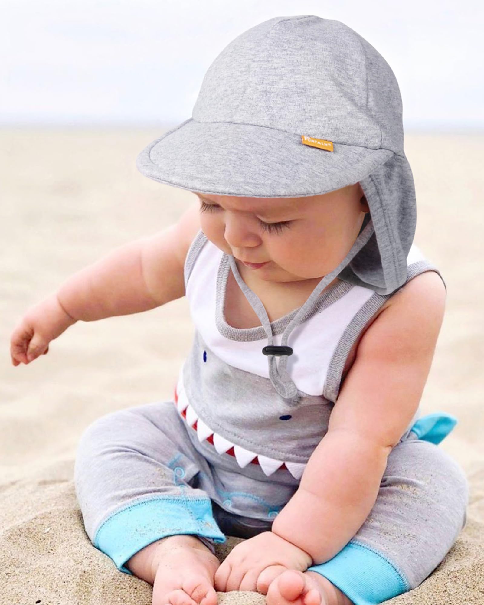 FURTALK Cotton Baby Toddler Sun Hat UPF 50+ UV Protection Kids Unisex Girls & Boys Summer Cap with Adjustable Chin Strap Neck Flap — view 5