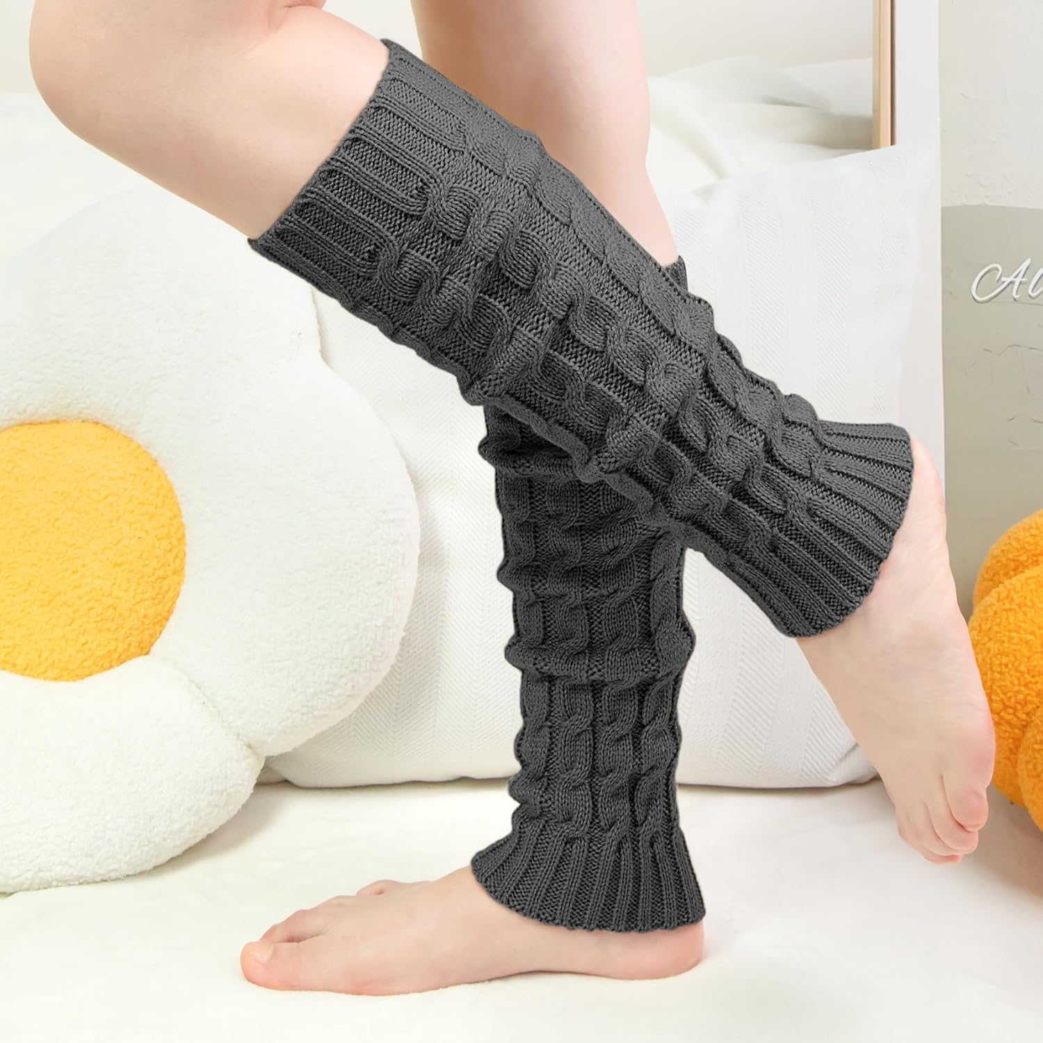 Loritta Womens Leg Warmers Winter Warm Knit Long Boot Socks Slouch Knee High 80s for Party - Image 2