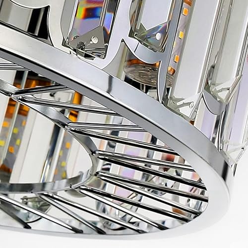 Miniatura 6 de Ventilador de techo enjaulado con luces y control remoto, ventilador de araña de cristal moderno de 18 pulgadas, 3 velocidades, 4 temporizadores,