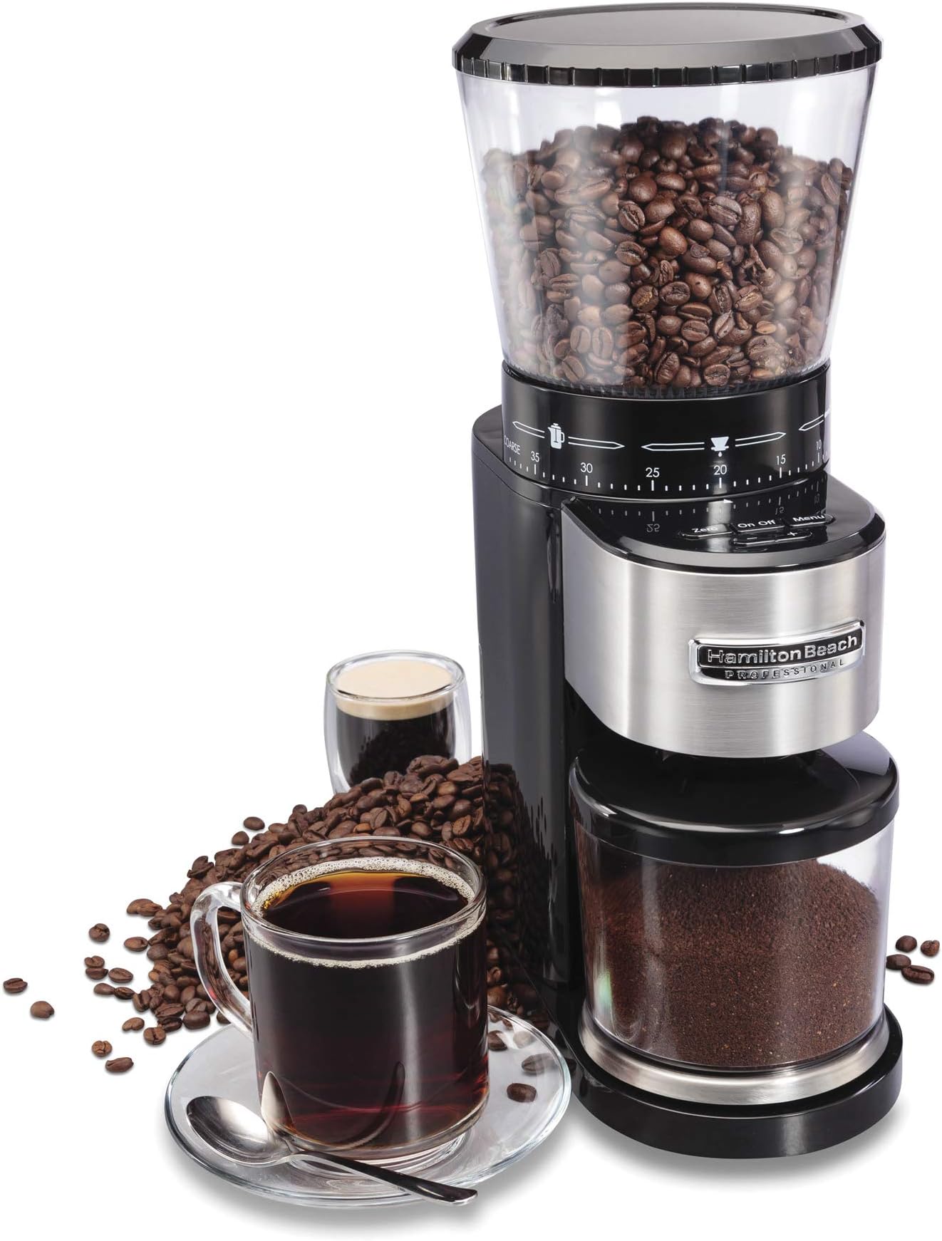 Hamilton Beach Pro Stainless Steel Conical Burr Digital Coffee Grinder