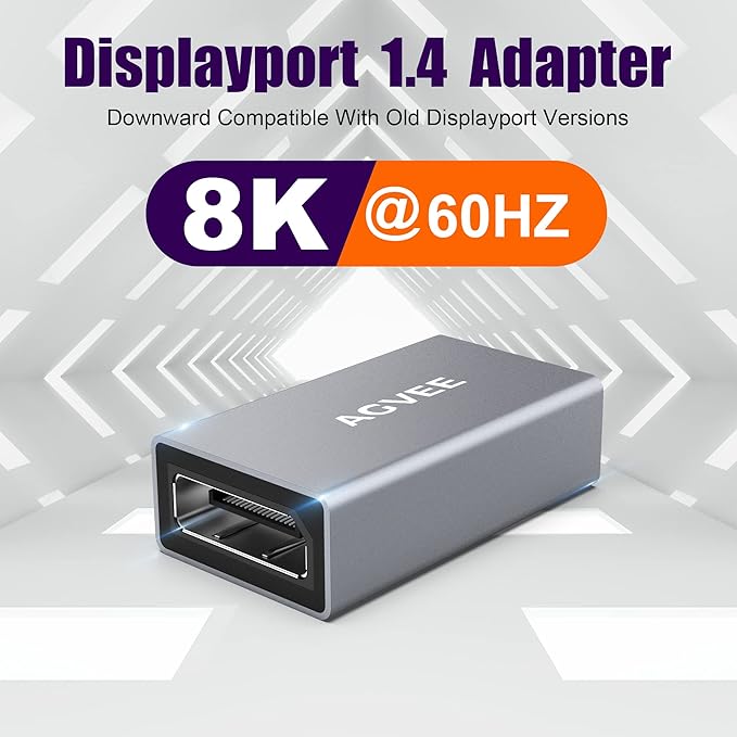 AGVEE 2 Pack Adaptador Acoplador Displayport Hembra a Hembra 8K miniatura 2