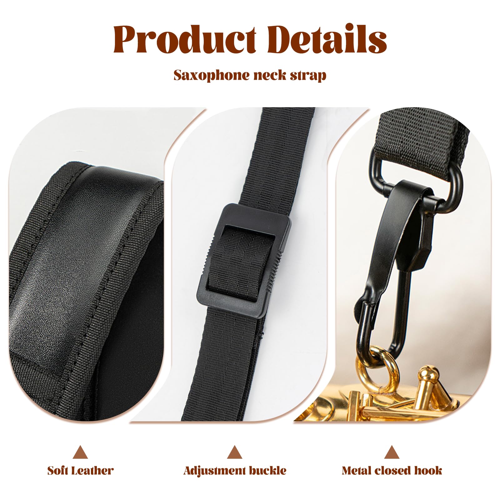 Gurt Altsaxophon, Saxophon Gurt, Saxophongurt, Geeignet Für Alt Tenor Sopran Saxophon-Riemen, Halsband Lanyard, Riemen Für Musikinstrumente, Hergestellt Aus Nylon, Leder, Baumwolle
