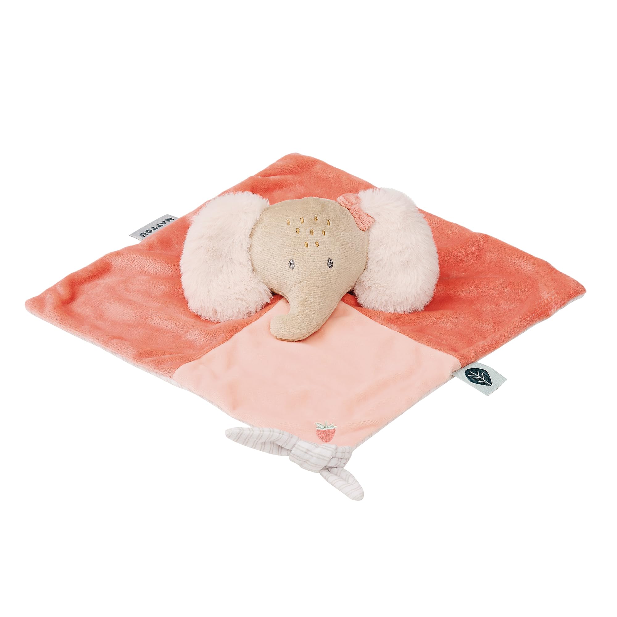 Nattou Comforter Blanket Polyester Elephant Companion from Birth Approx. 40 cm Flo, Oli & Ernest, Oli Pink