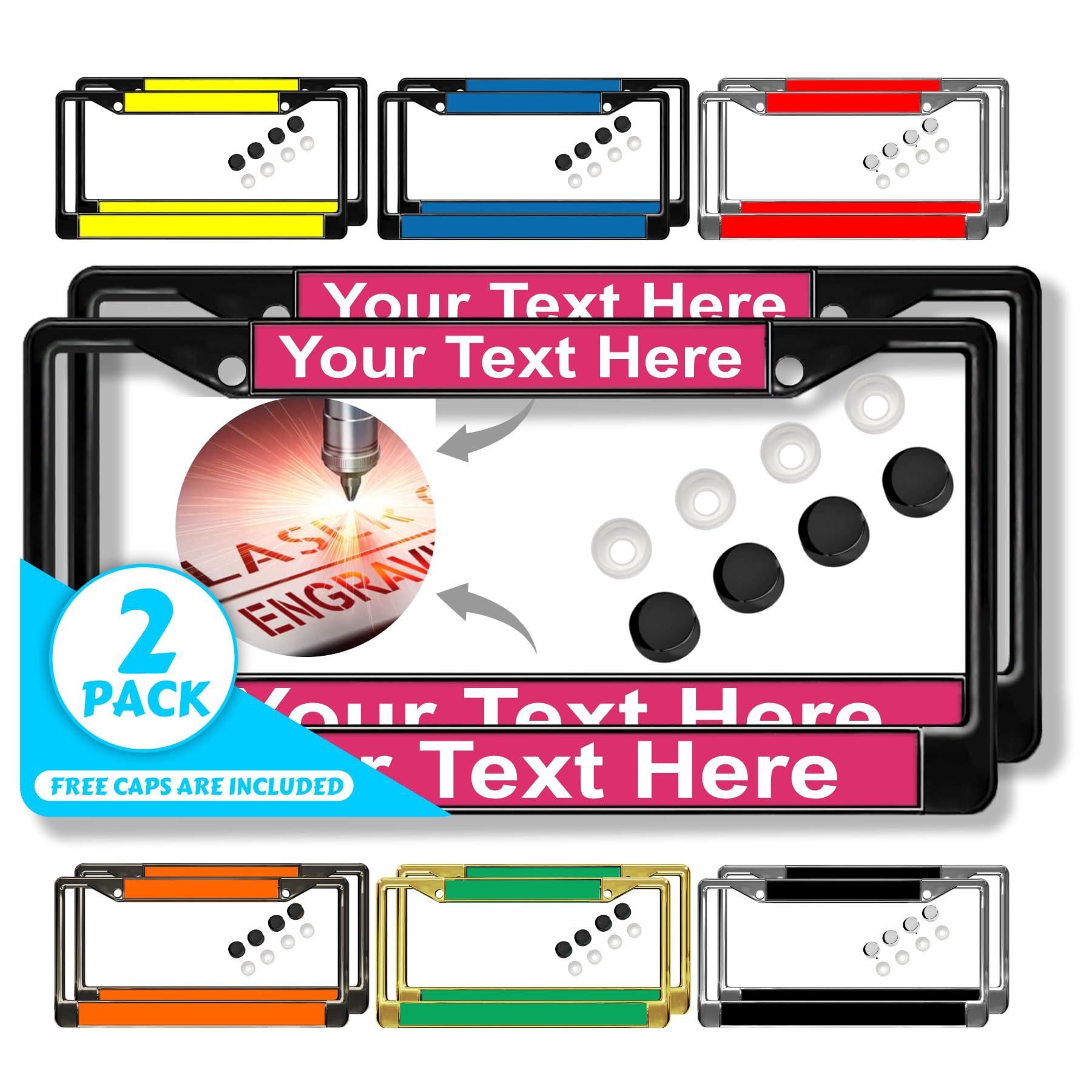 Custom Personalized Metal Laser Engraved Car License Plate Frame with Free caps - Picture 37 of 132