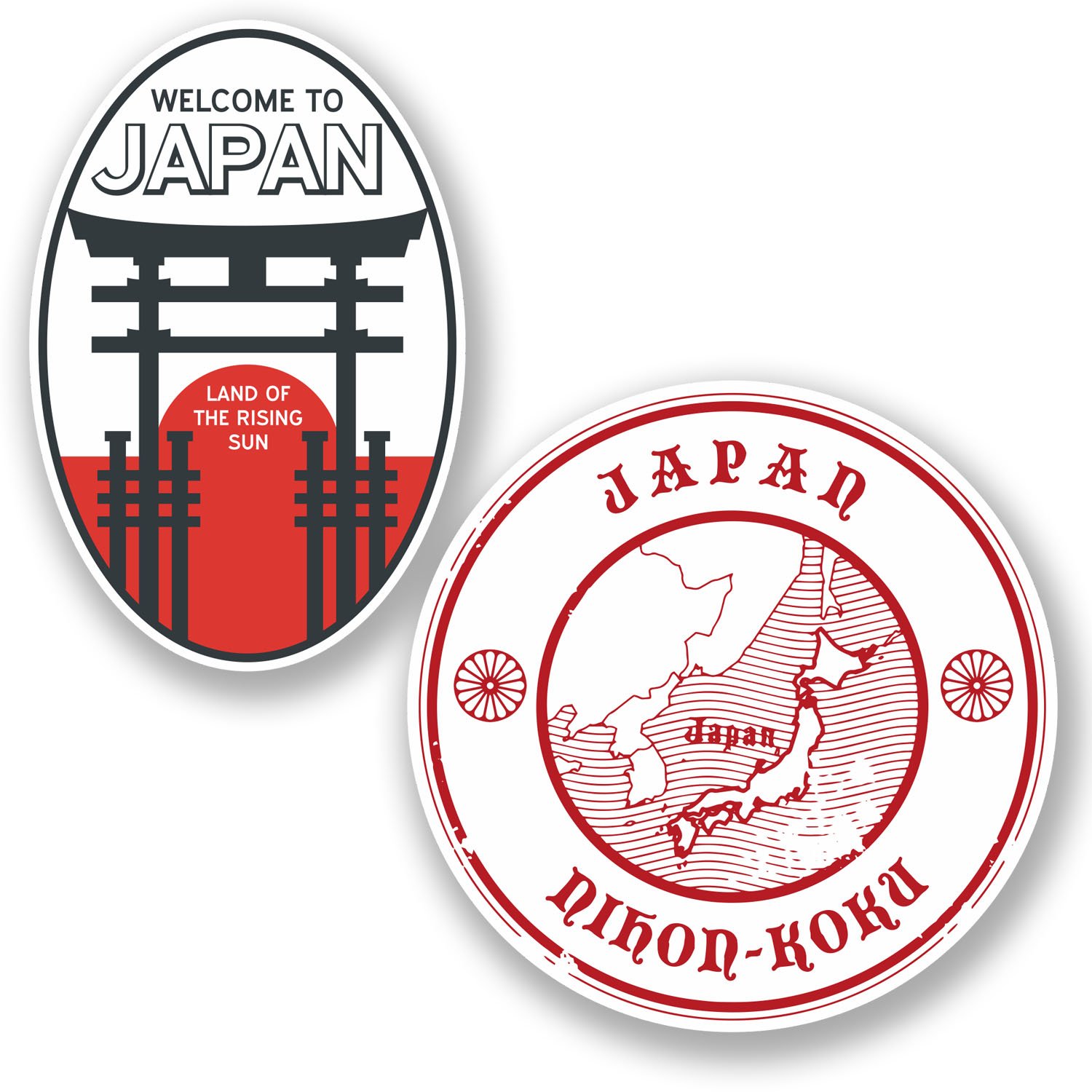 Destinationvinyl Multi 2 X Japan Vinyl Stickers Bike Laptop Car Luggage Travel Suitcase Label Tag #4824 (10Cm On Longest Side.)