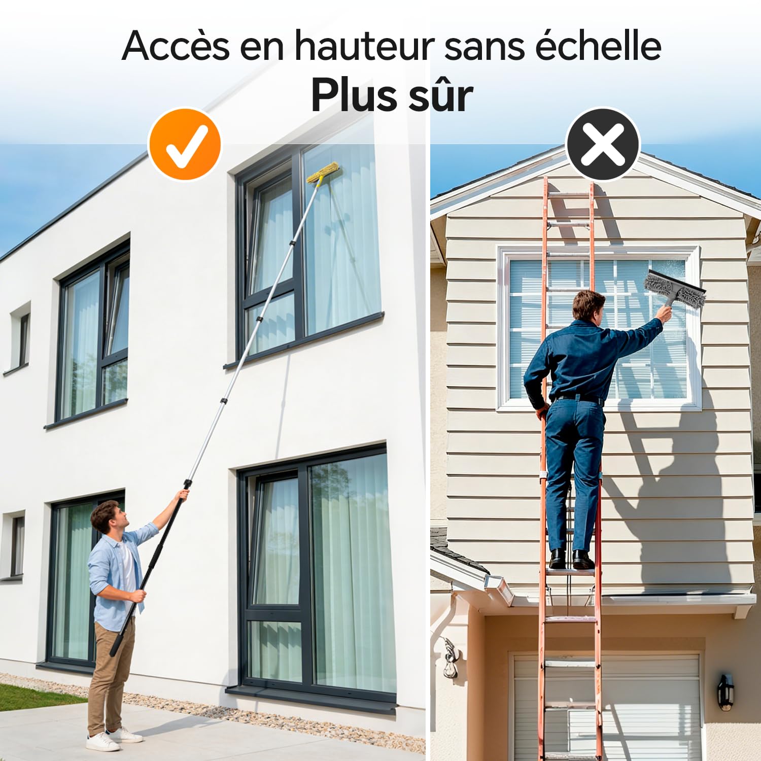 ARTIPOLY Kit d'extension télescopique de 6 m, Haute portée plumeau 5 en 1