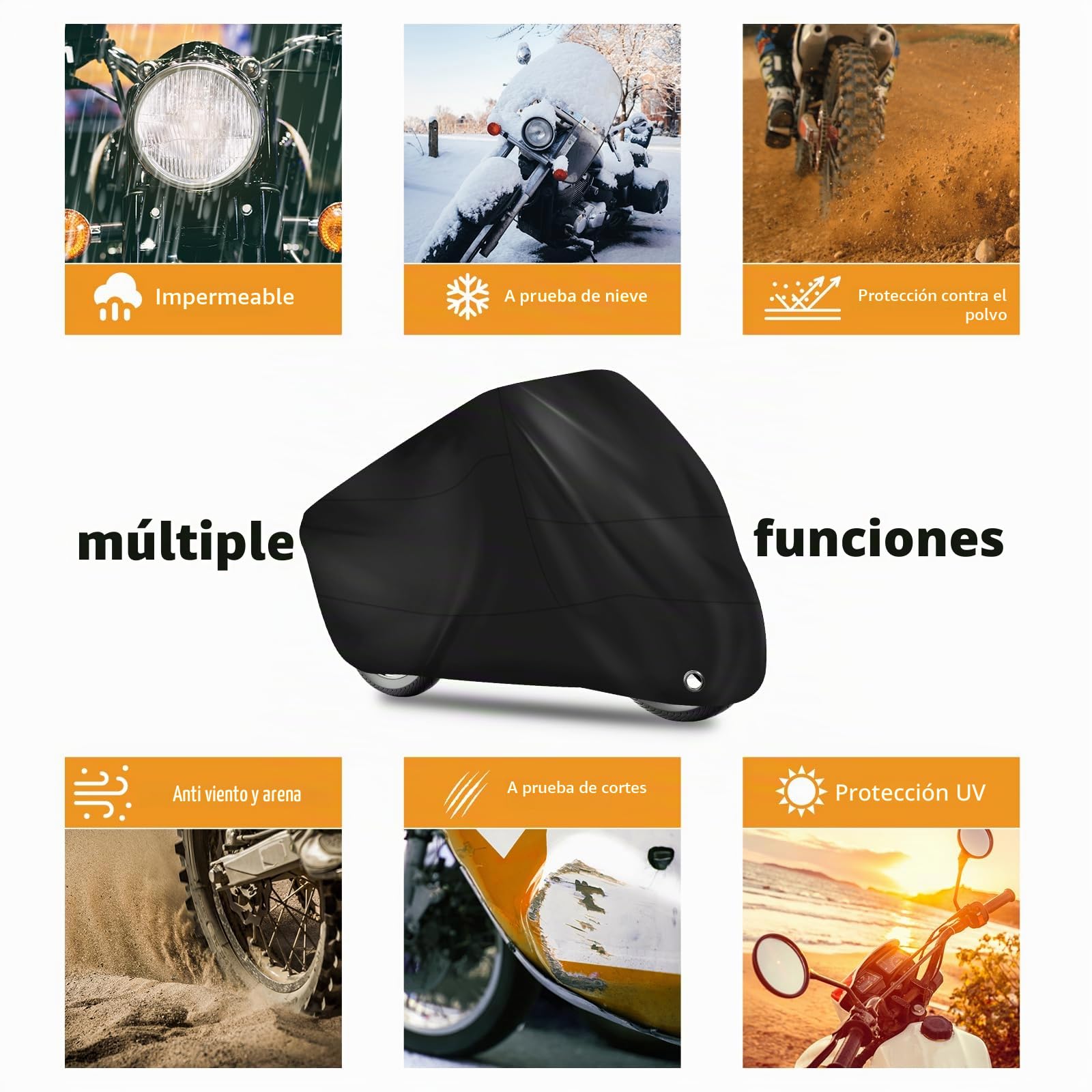 Brencco Funda para Motos 245X105X125 CM - Ligera, Impermeable y Fácil de Guardar, Compatible con Múltiples Modelos