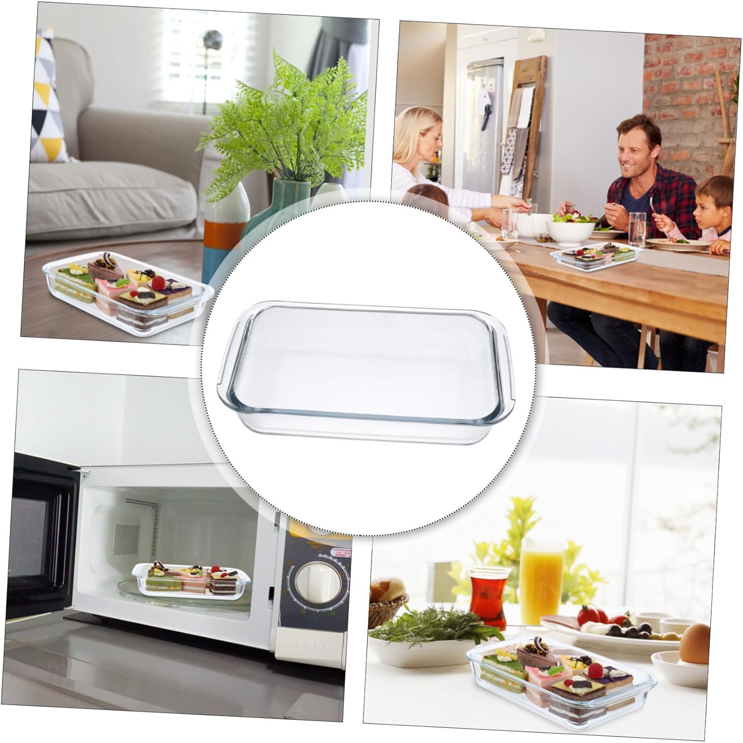 Mikinona Tempered Glass Baking Dish Heat Resistant Oblong Tray for Oven Microwave Grill Plate Suitable for Casseroles Roasting Baking Dishes