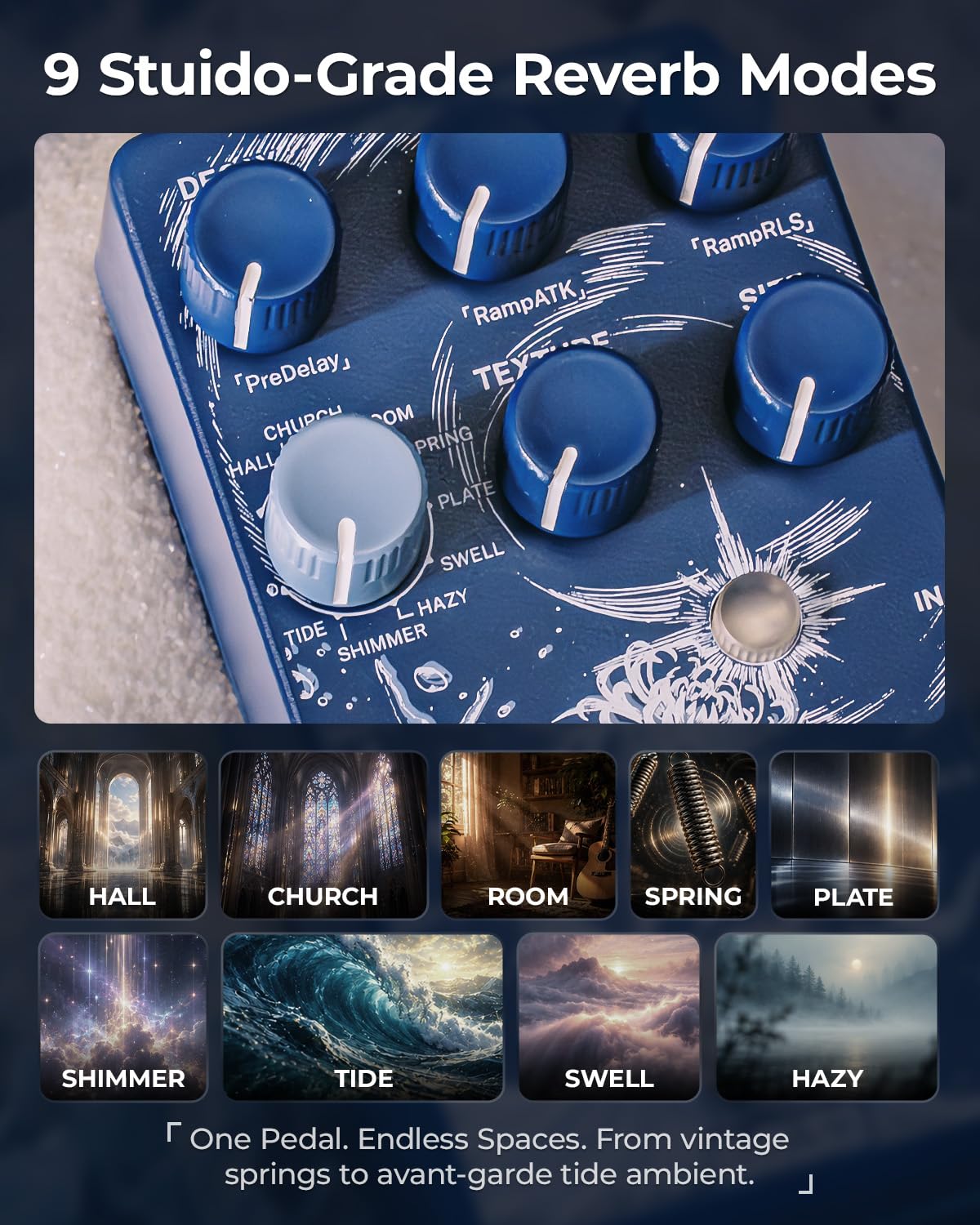 Klowra Limbo Reverb Guitar Effects Pedal | 9 Stereo Reverb Modes