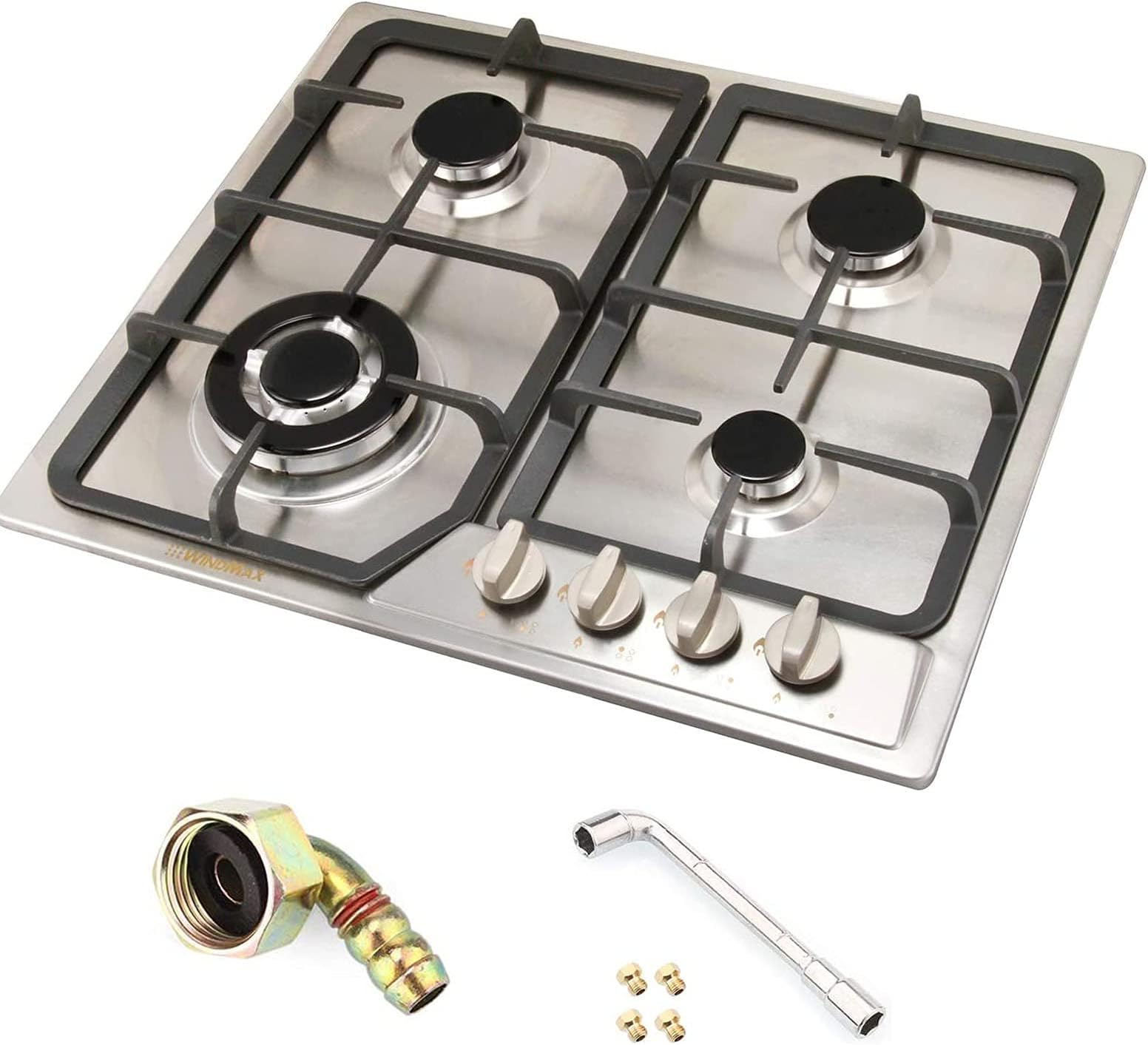 23" Stainless Steel 4 Burner Stoves Gas Hob Cooktops Cooker Gas Oven 11259Btu/H