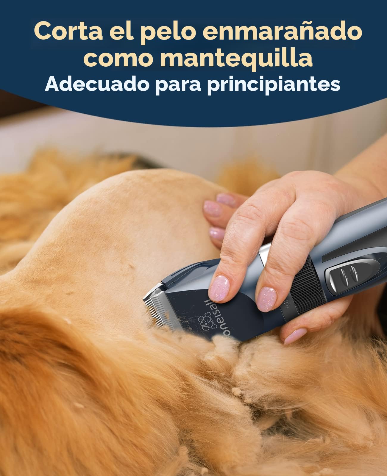 oneisall maquina de cortar pelo para gatos silenciosa, con 6 Peines de Guía Máquina Cortar Pelo Perro Gato Cortador de Pelo Recargable (Azul)