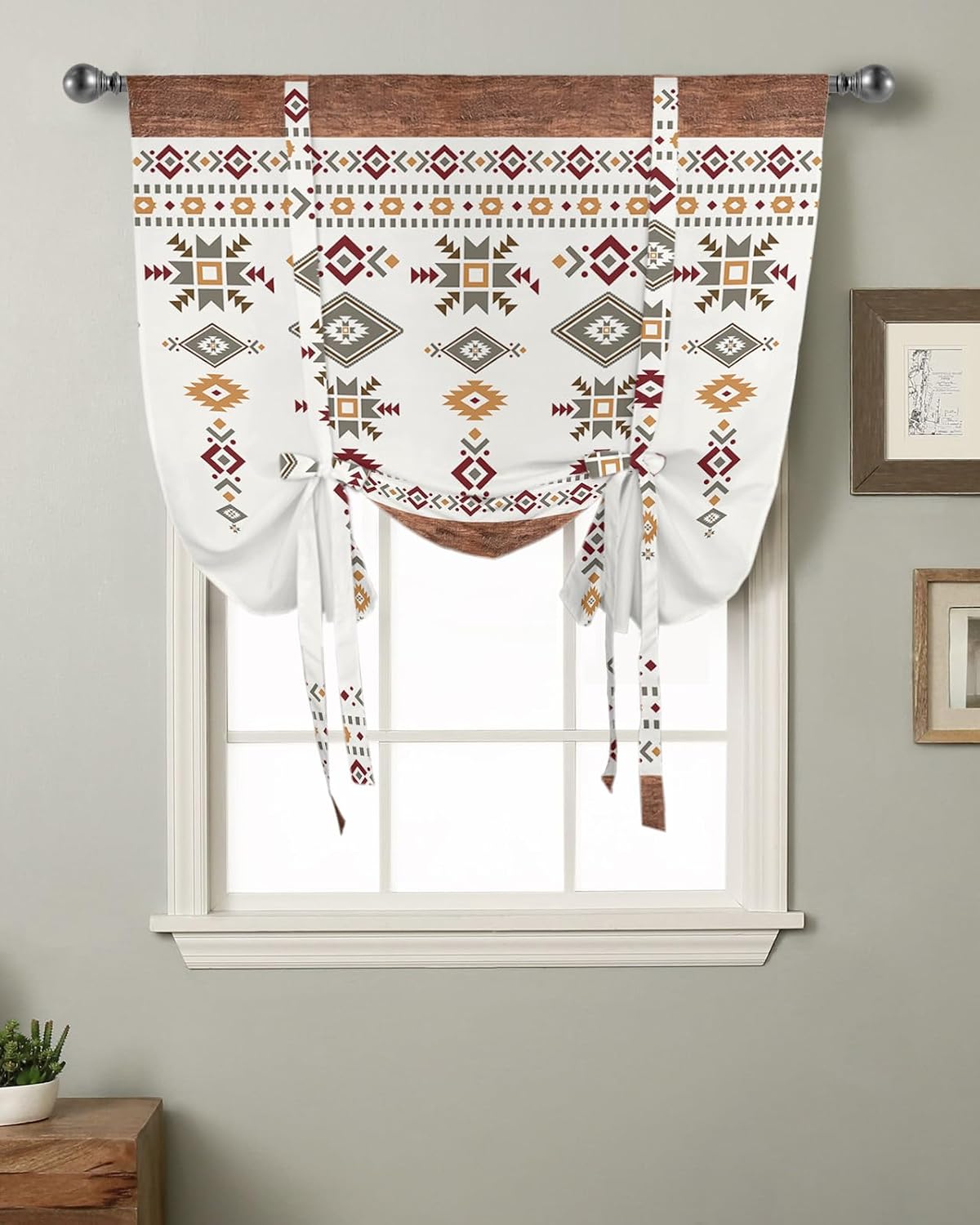 Tie Up Window Shade Curtain Nature Forest Grey Contemporary Plant Kitchen Adjustable Balloon Curtains Shades Drape 46x63In for Living Room/Bedroom/Cafe Windows Winter Pine Tree Botanical