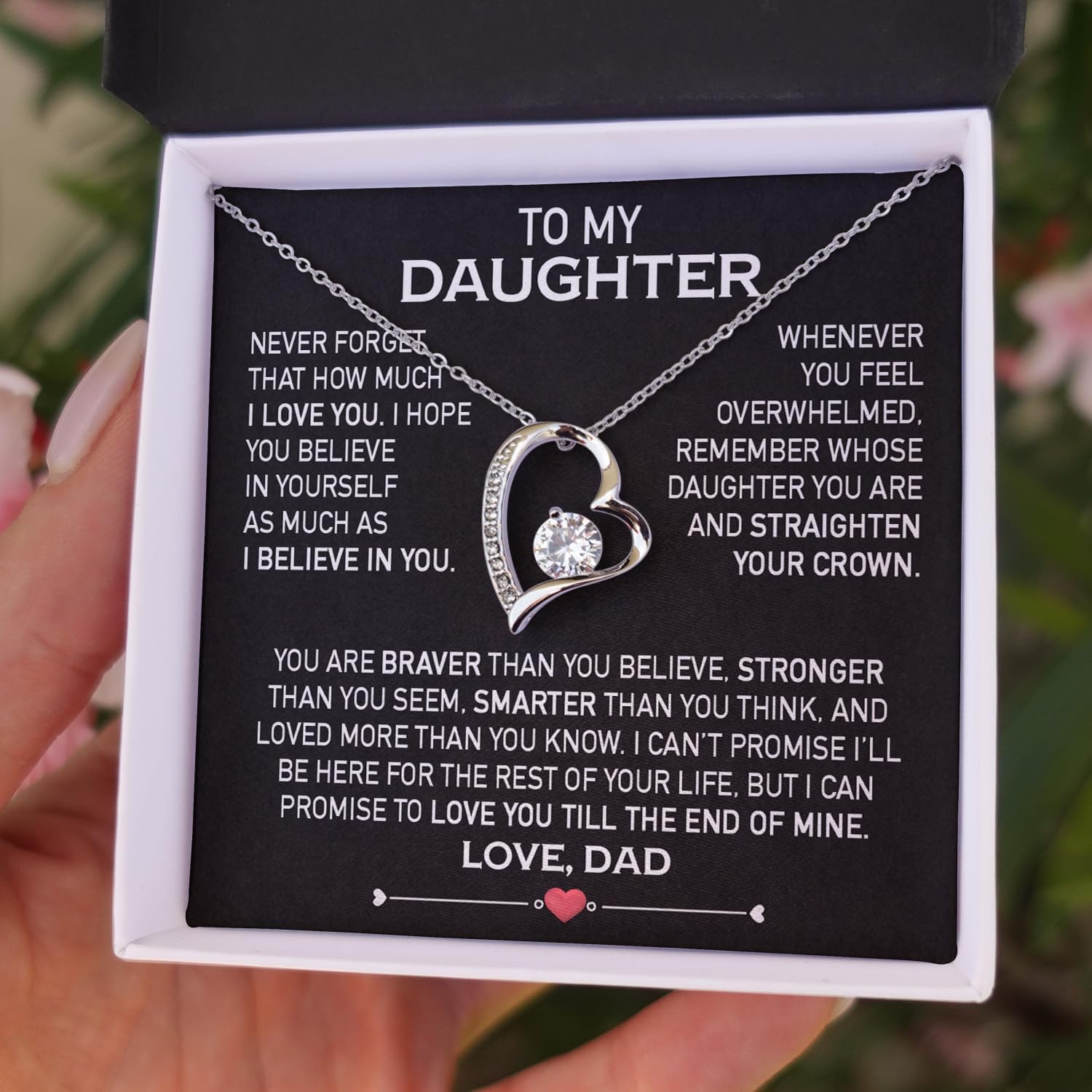 Larvincy To My Daughter Necklace From Dad With Heartfelt Message & Elegant Box, Gifts For Daughter From Father, Beautiful Jewelry Gift From Love Daddy On Graduation, Birthday, Wedding, Valentine’s Day - Image 2