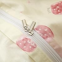 Vista 6 de VM VOUGEMARKET Linda funda de edredón de fresa tamaño matrimonial, juego de ropa de cama de frutas 3 piezas, funda de colcha de algodón color crema