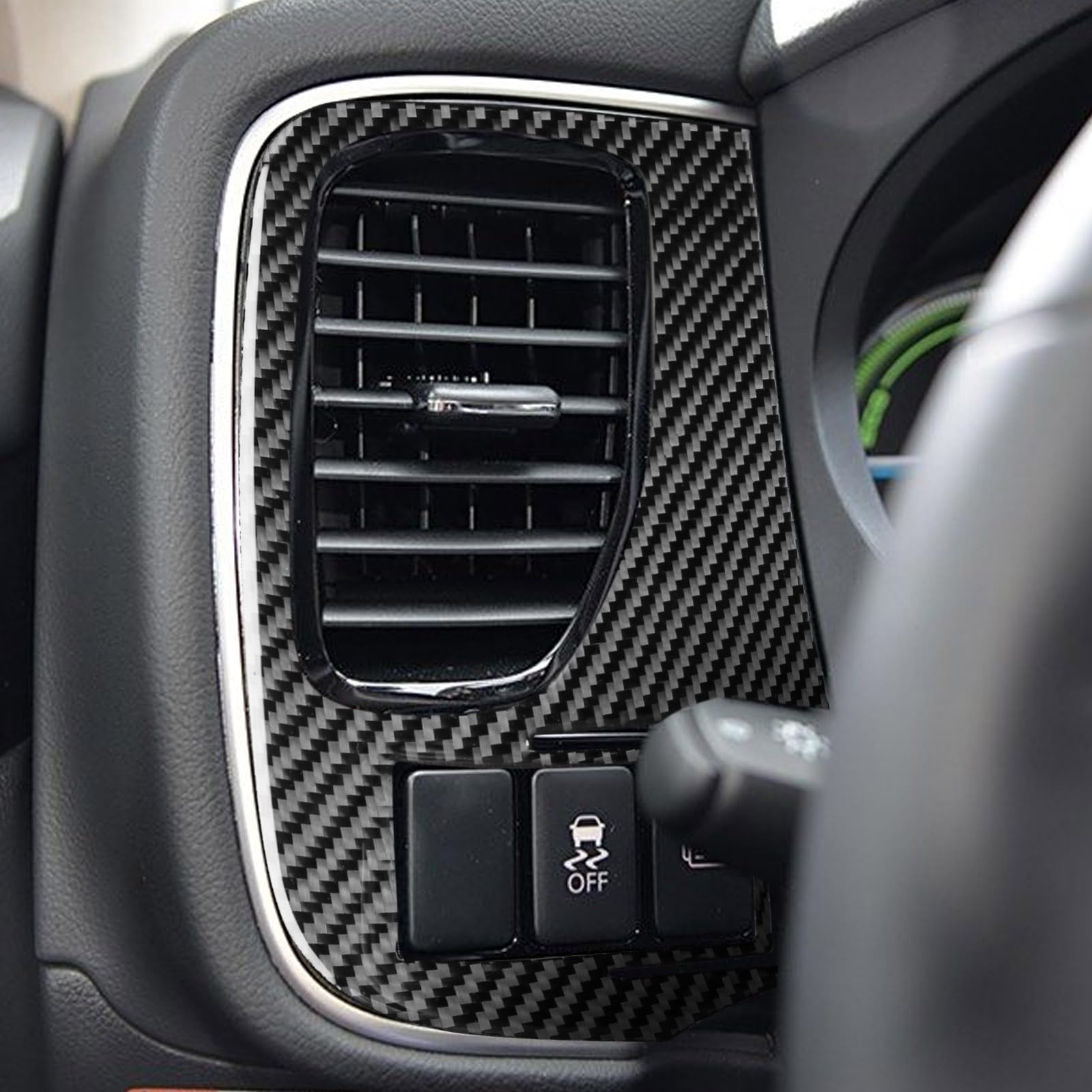 Car Interior Decorative Accessories Carbon Fiber Trim Panel Sticker for Main Driver's Left Side Air Vent Compatible with Mitsubishi Outlander 2014 2015 2016