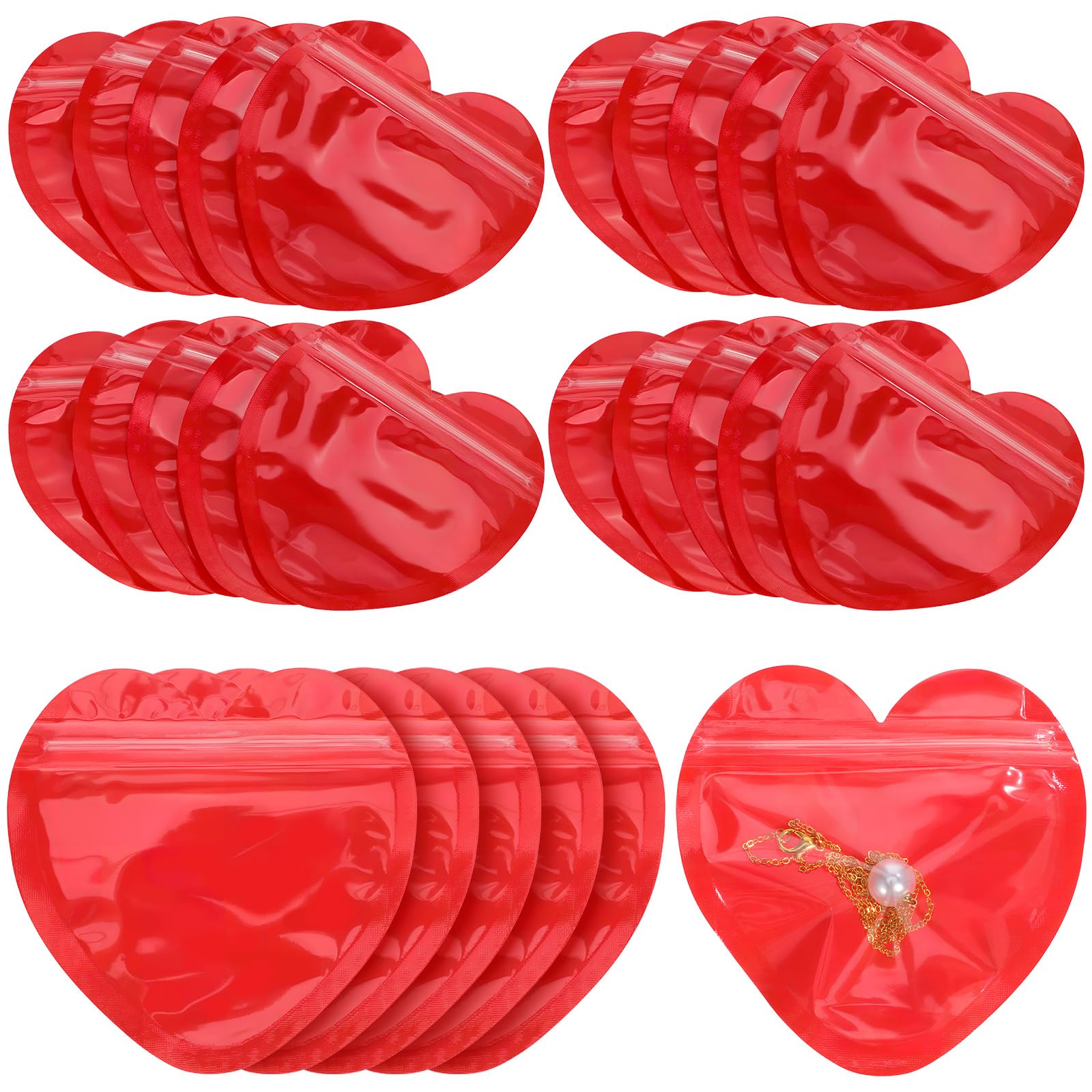 Bolsas transparentes con forma de corazón resellables para detalles de San Valentín 100 uds