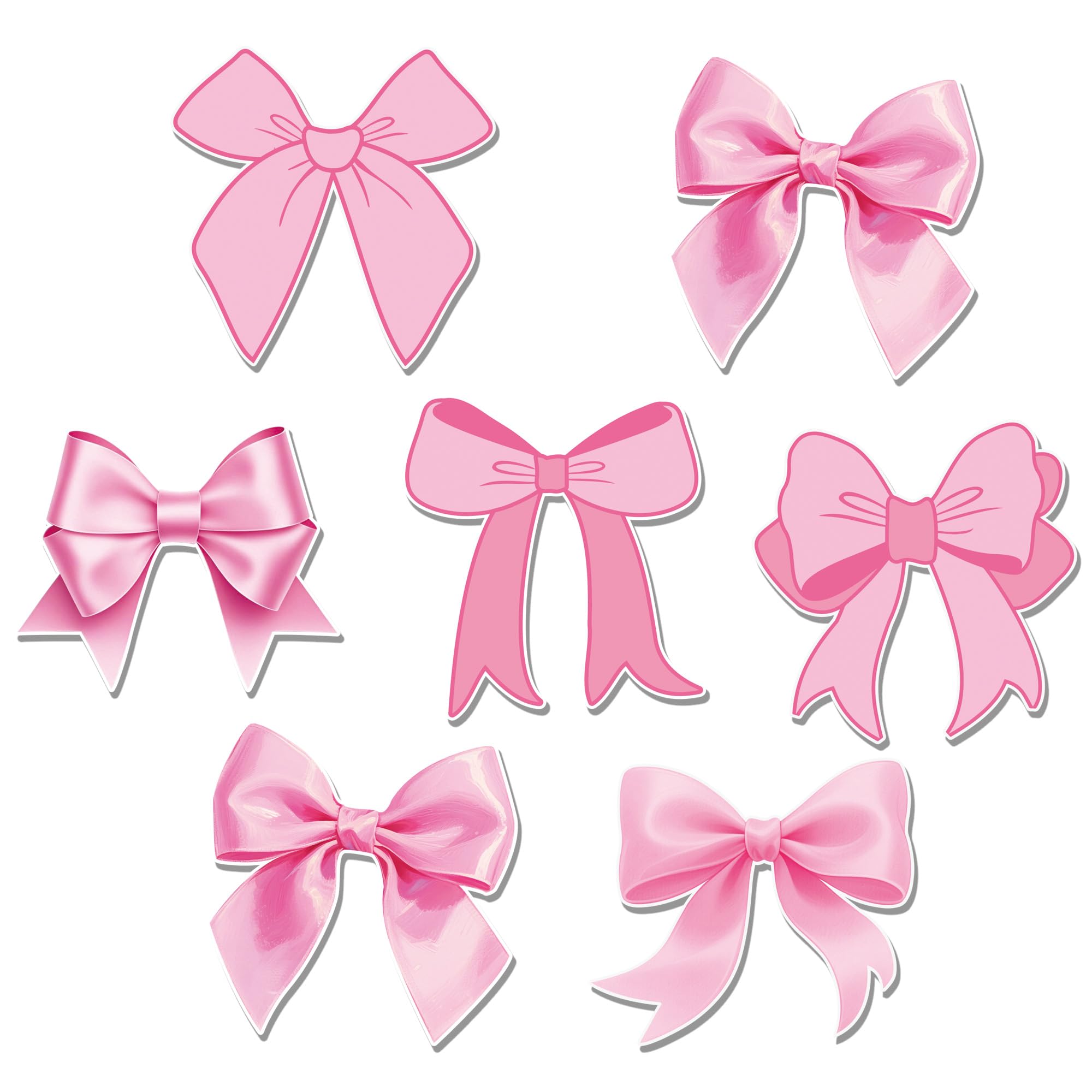 Vuzvuv 48Pcs Pink Bow Paper Cutouts with 100Pcs Glue Points,Pink Bow Cut Outs Bulletin Board Decorations for Birthday Party Theme Decor Supplies